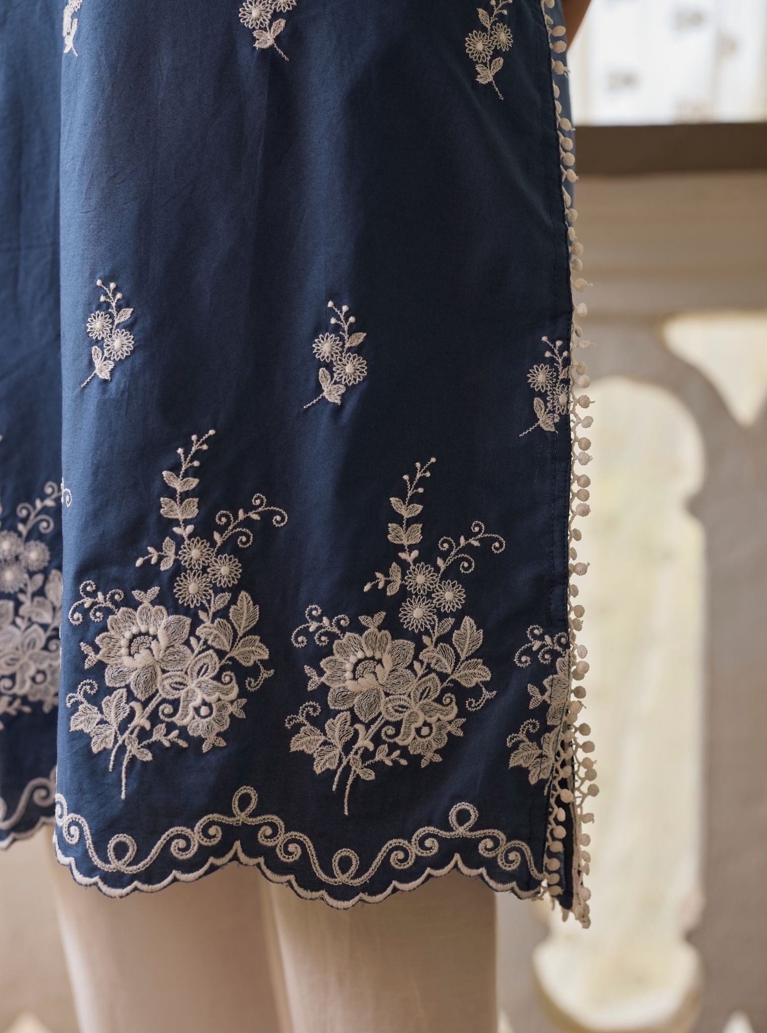 Love Song Supima Cotton Navy Kurta Set