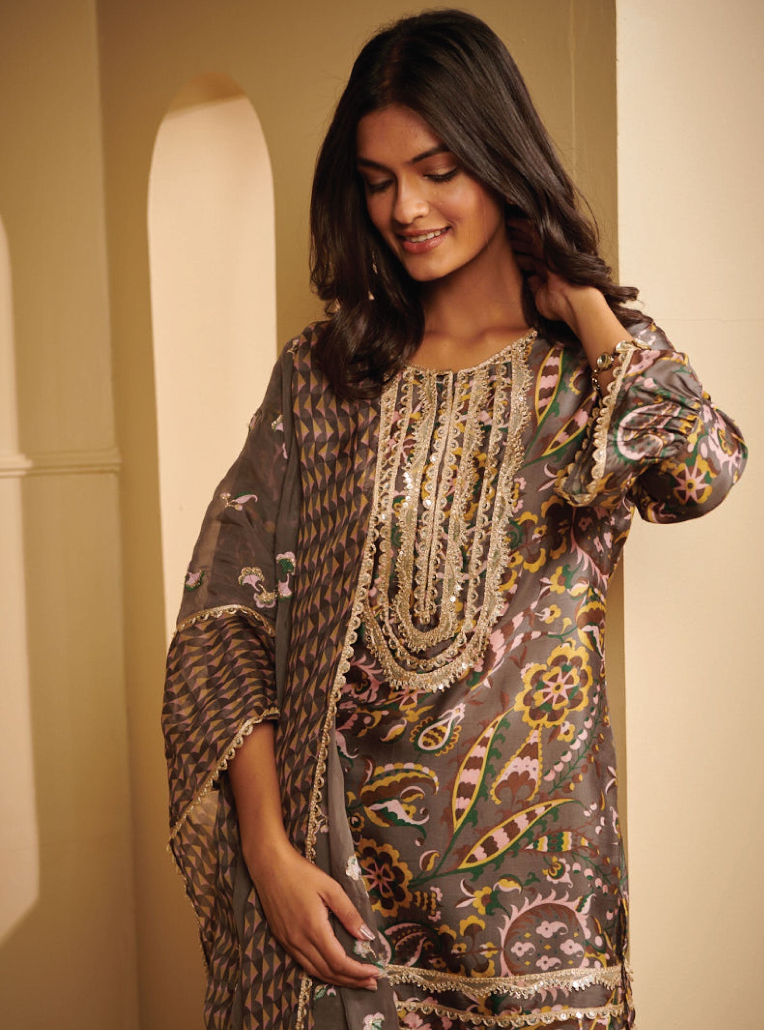 Mulmul Cupro Vida Grey Kurta