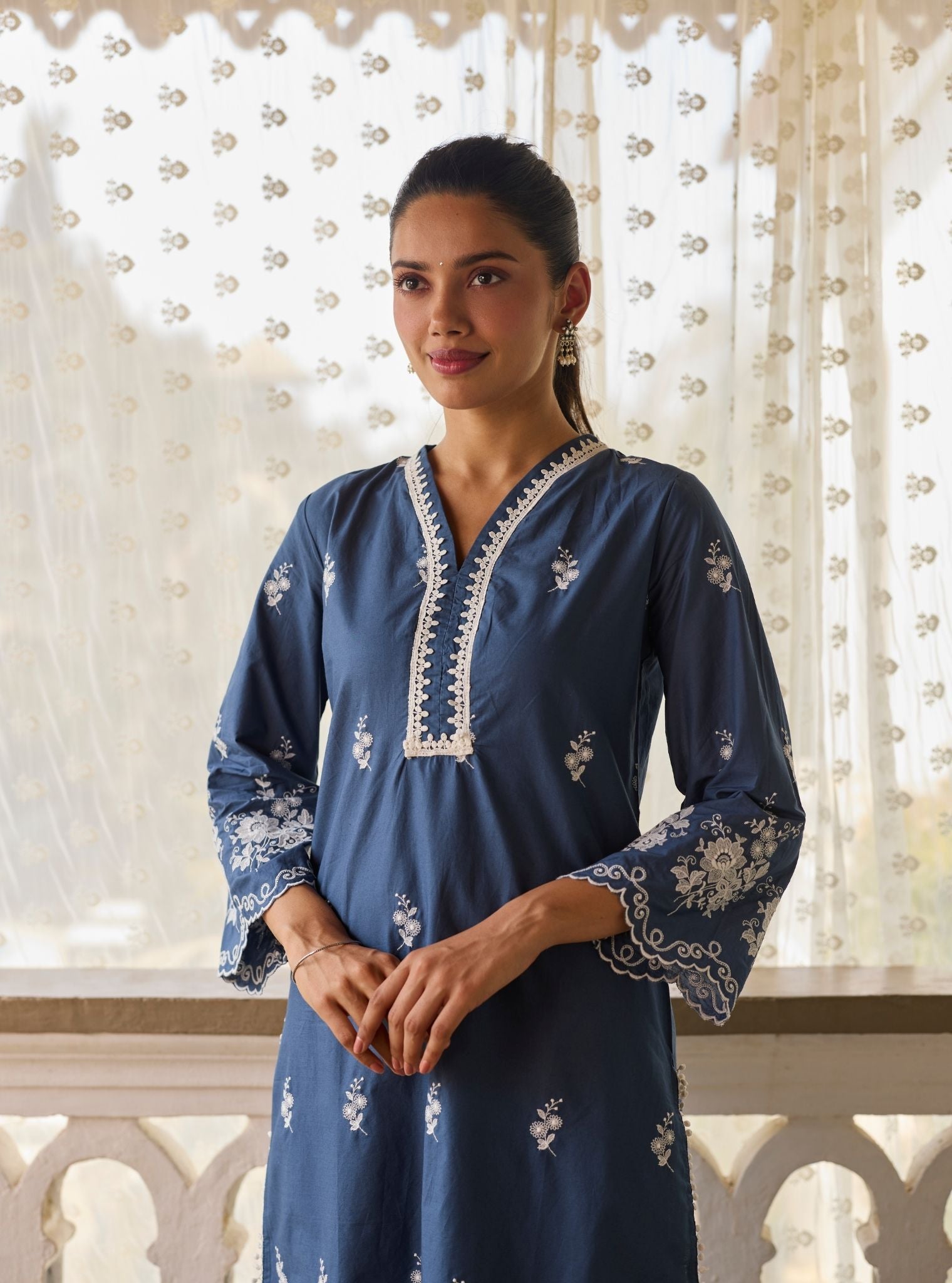 Love Song Supima Cotton Navy Kurta Set