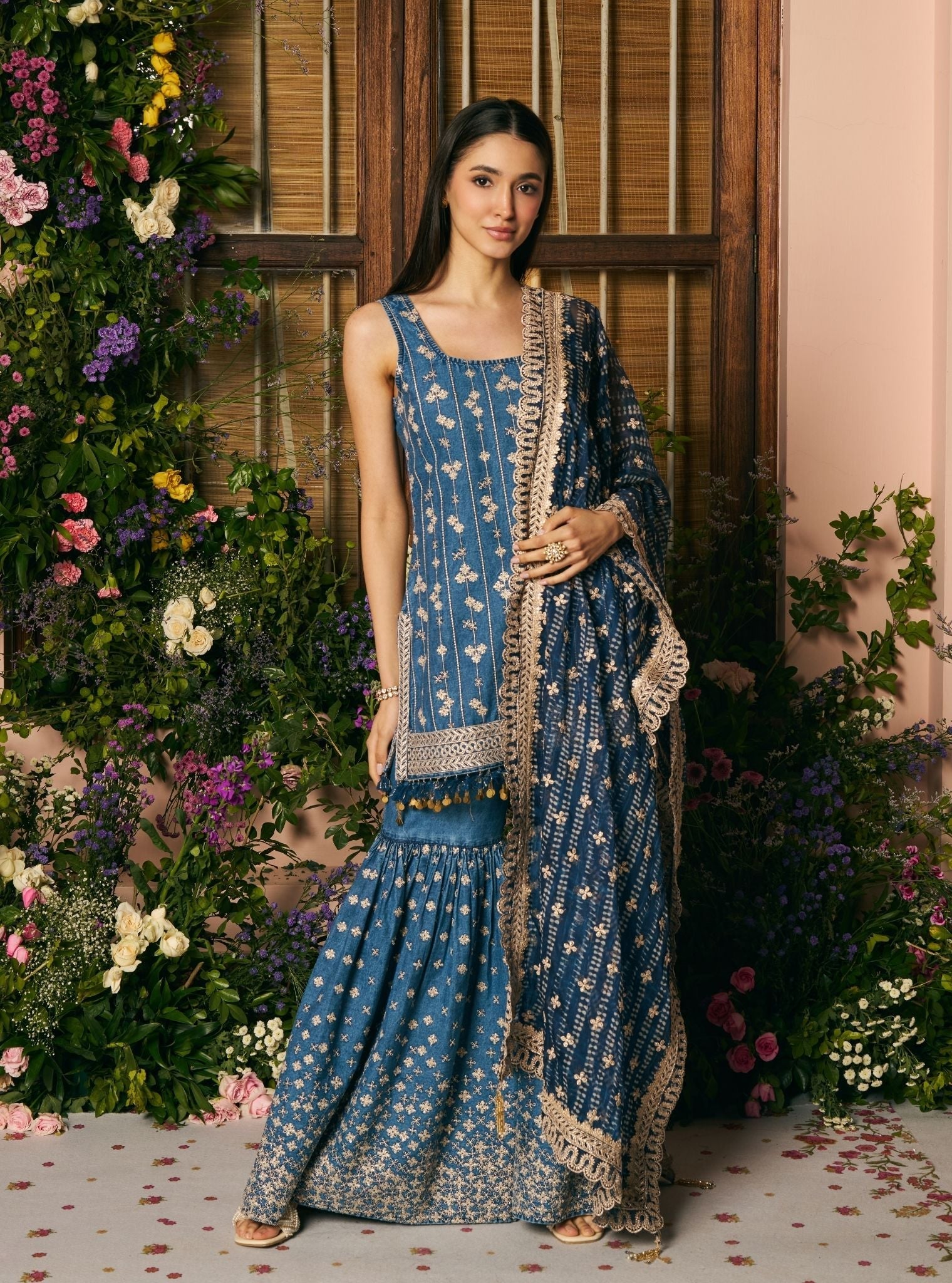 Muski Denim Blue Garara Set