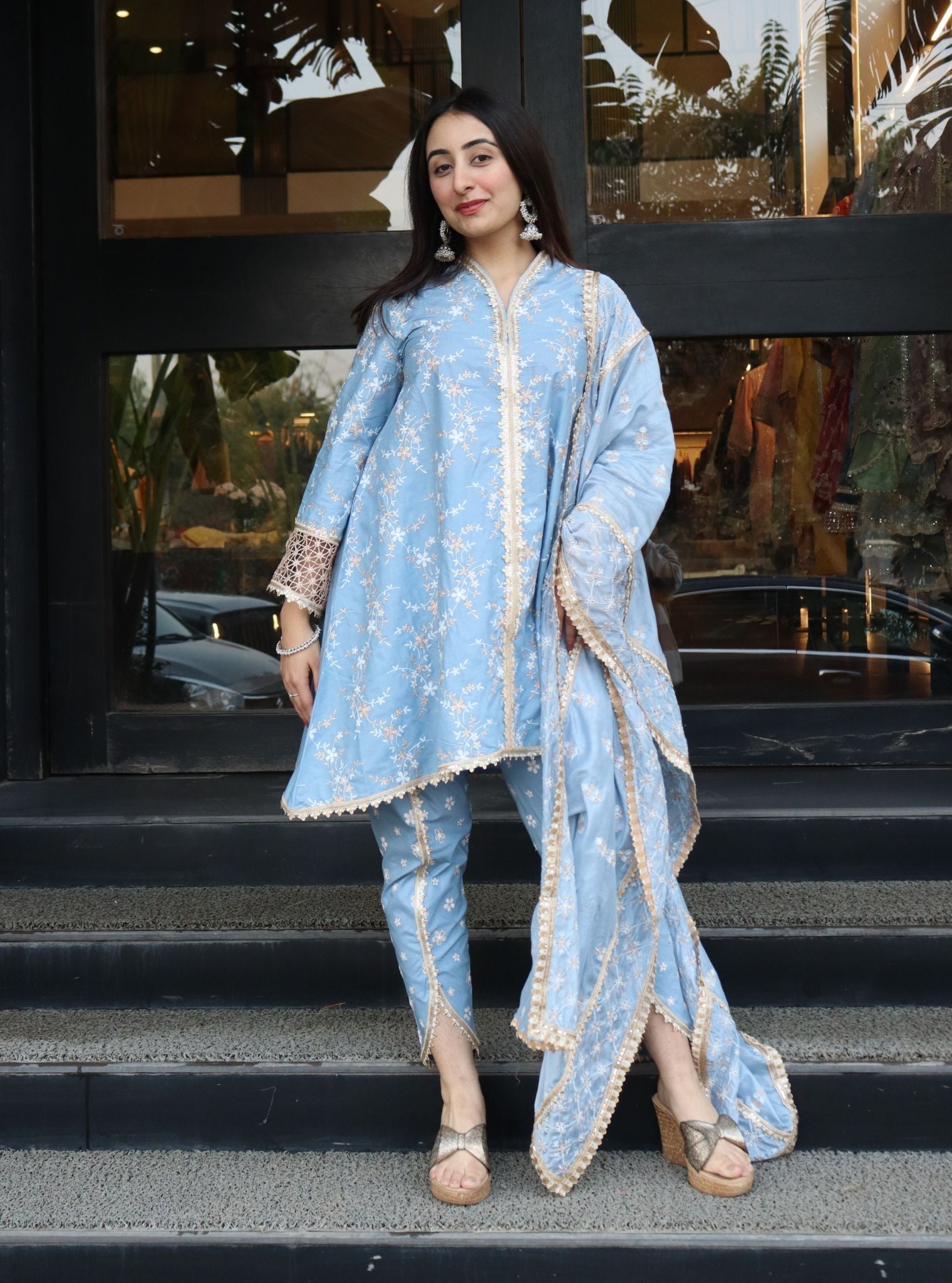 Mulmul Supima Cotton Avira Blue Kurta