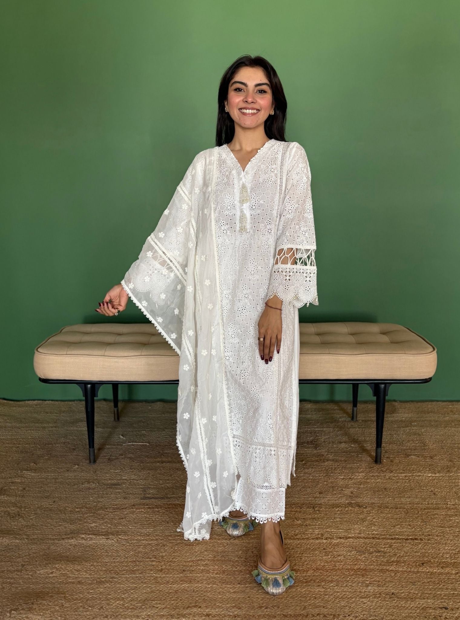 Aaira Supima Cotton White Kurta Set