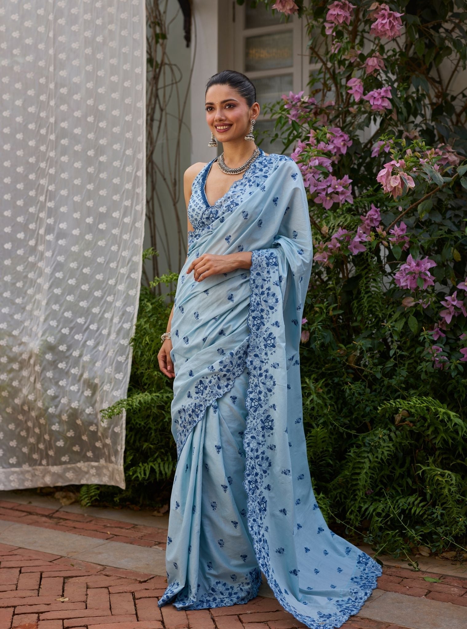 Rinae Supima Cotton Light Blue Saree