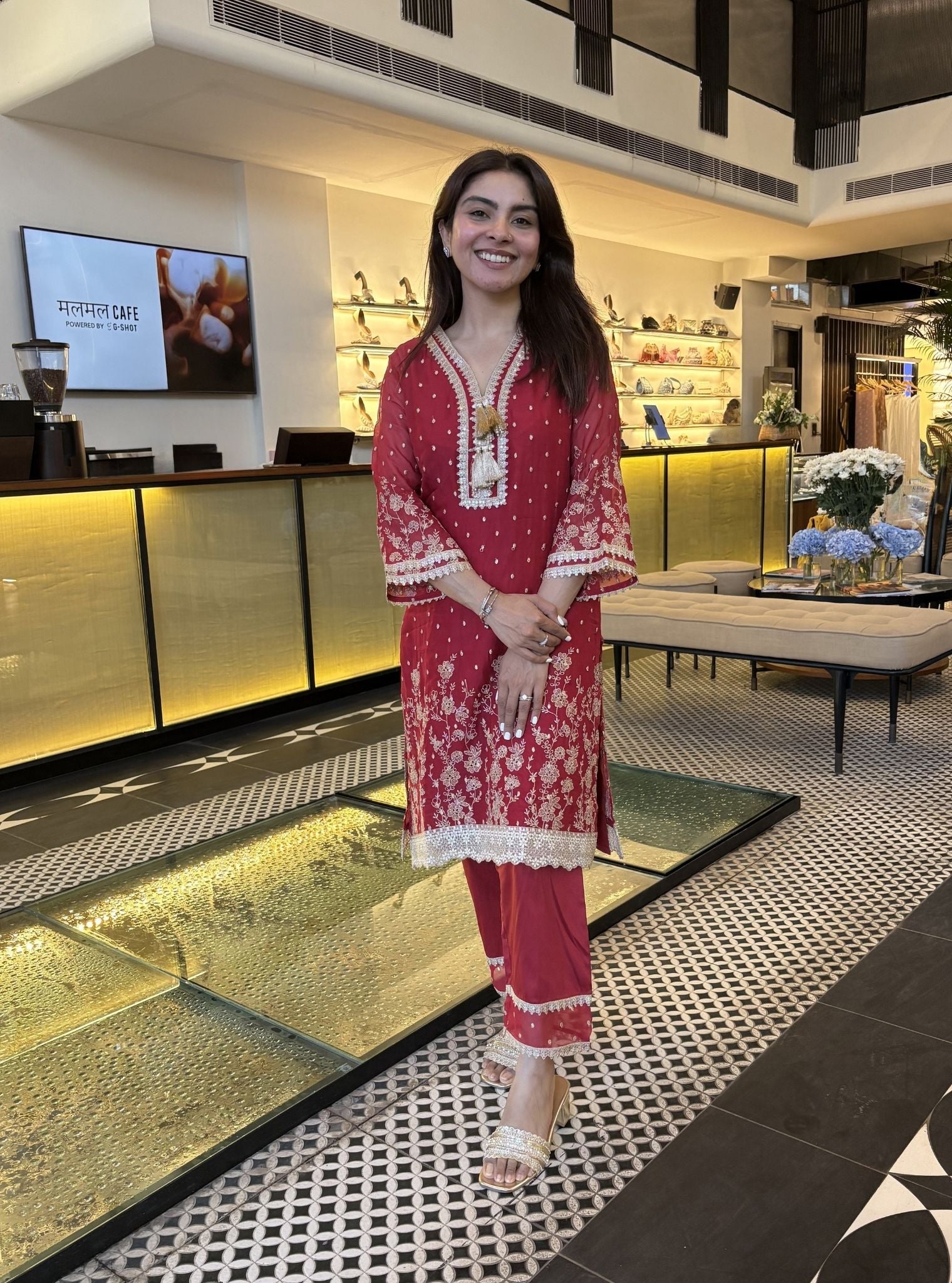 Gajra Organza Red Kurta Set