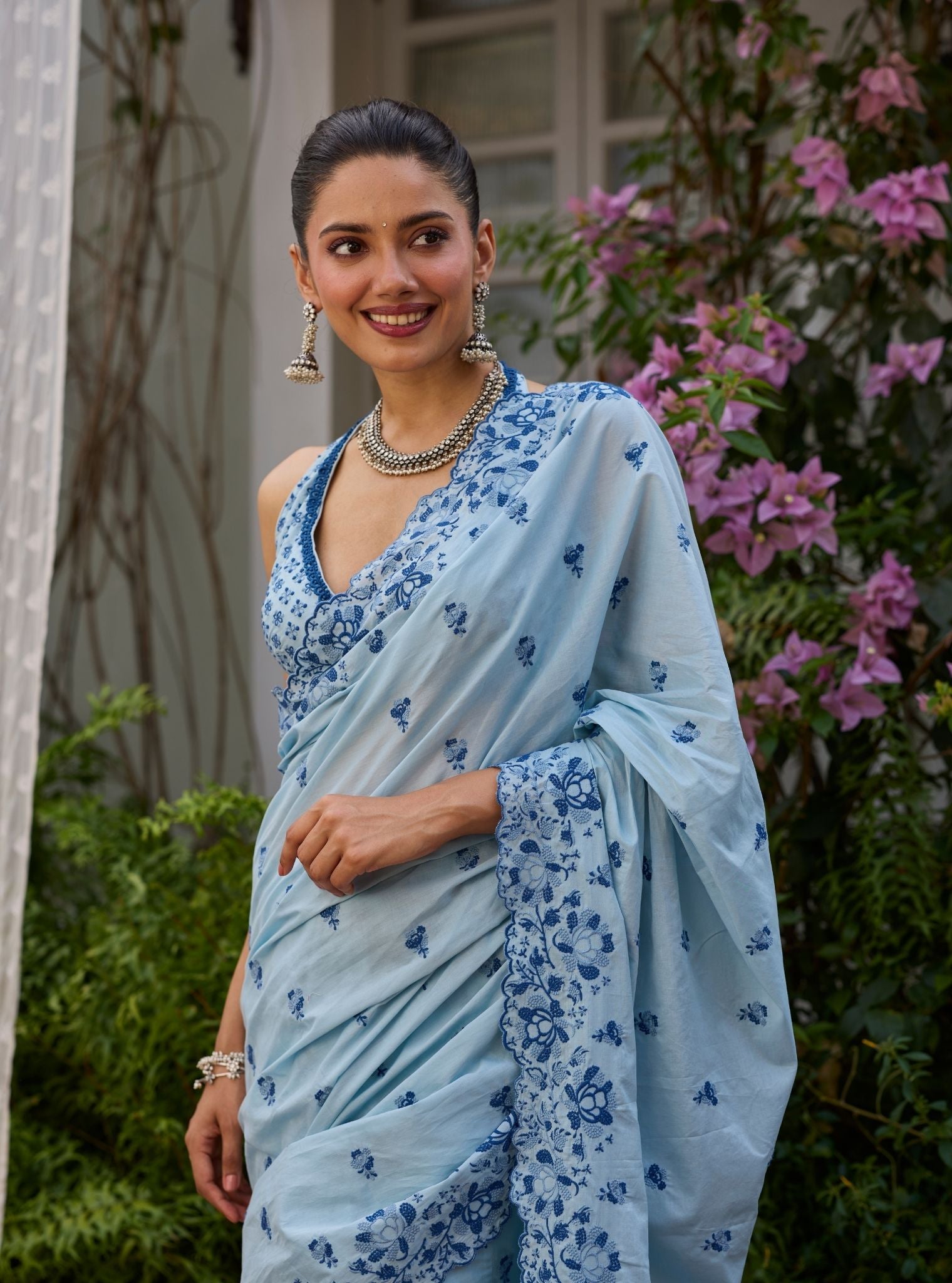 Rinae Supima Cotton Light Blue Saree