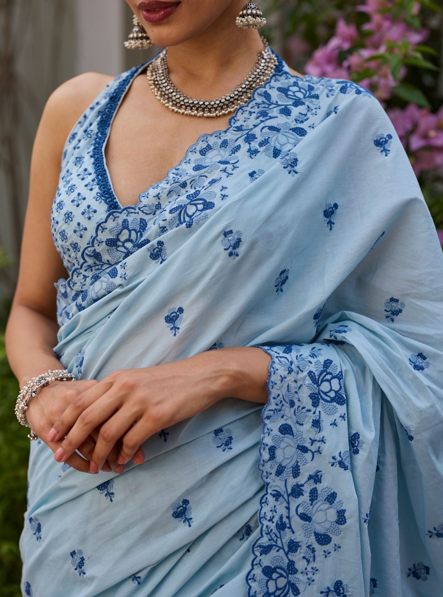 Rinae Supima Cotton Light Blue Saree