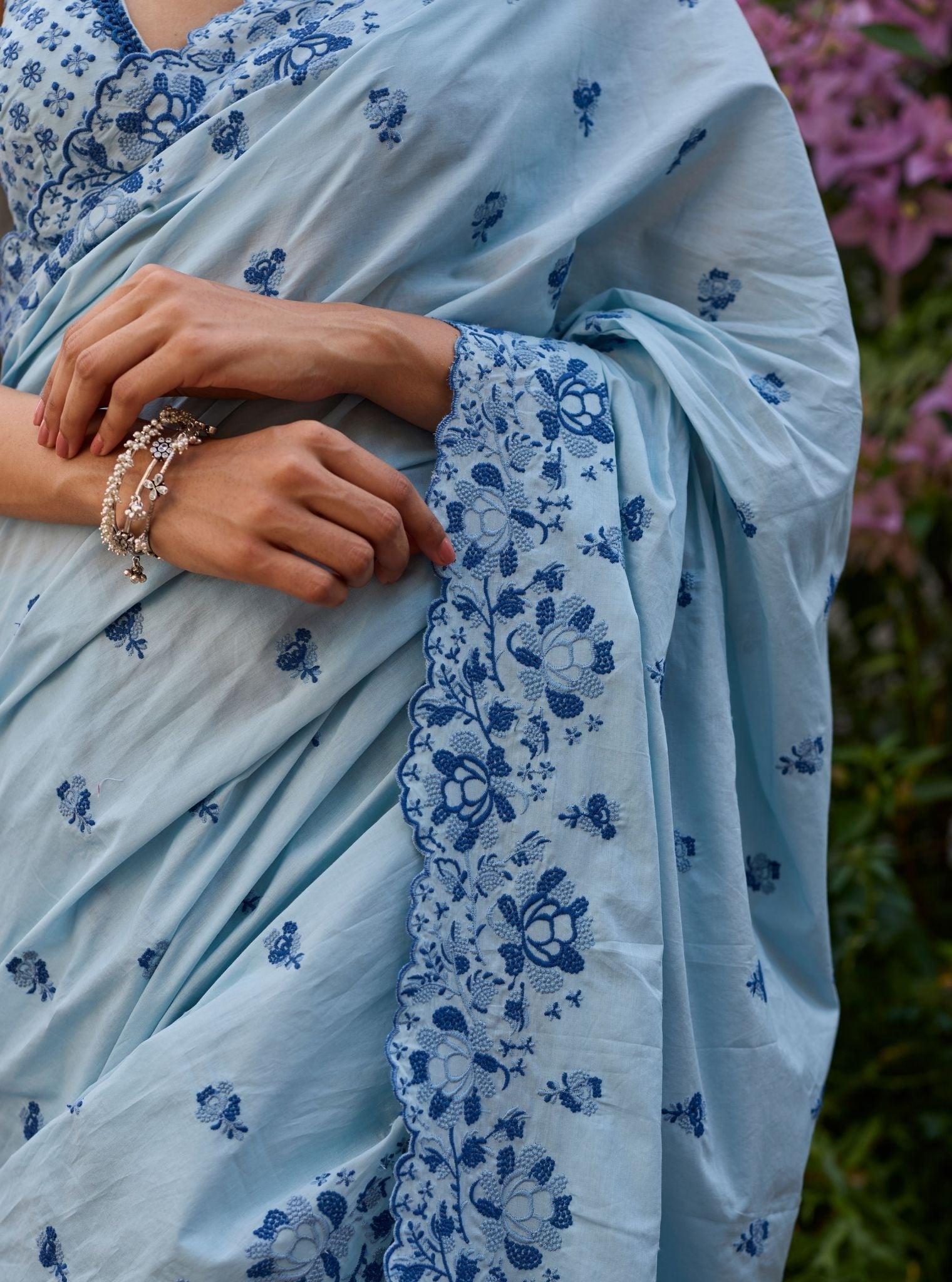 Rinae Supima Cotton Light Blue Saree