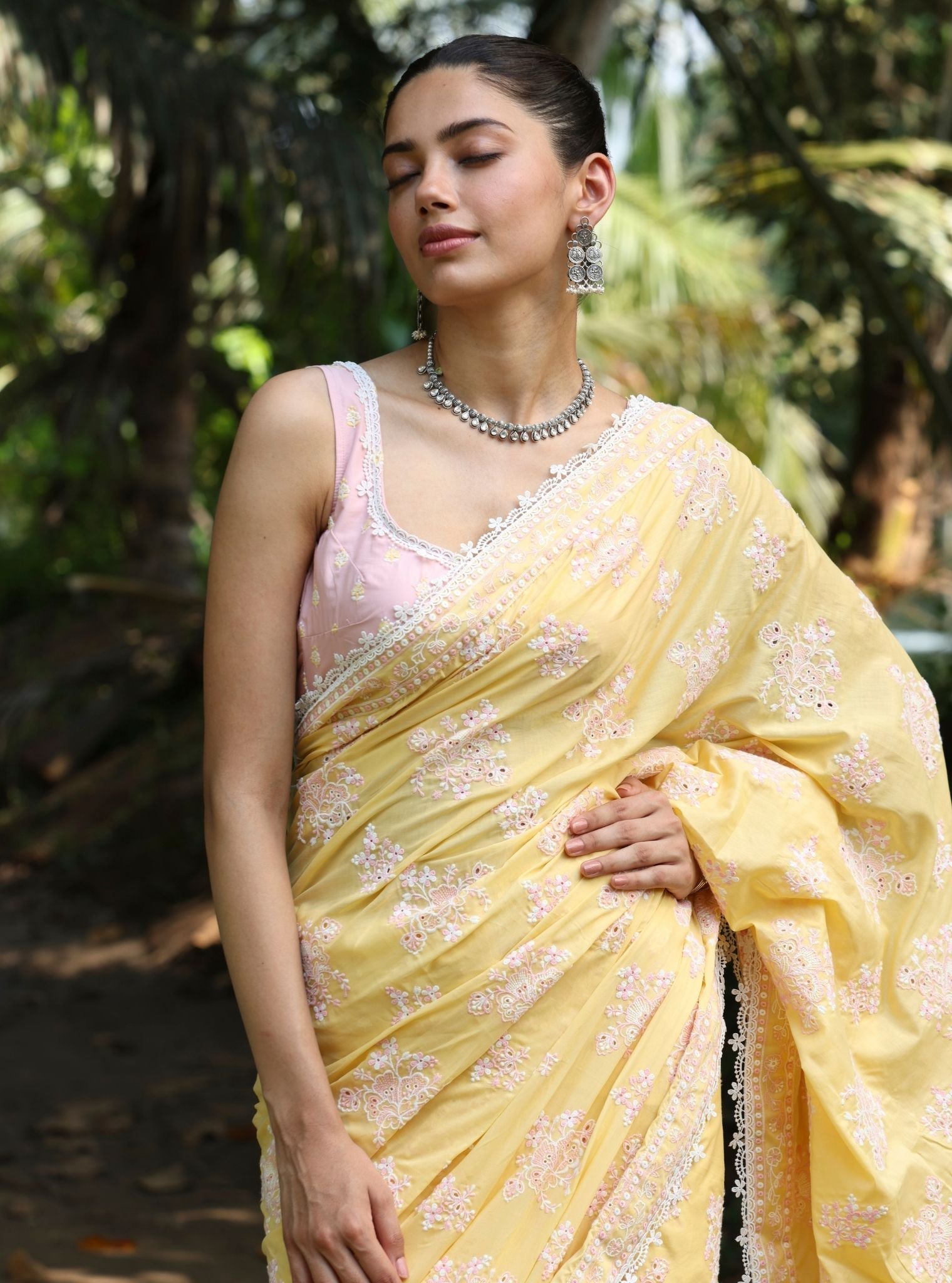 Mulmul Cotton Yara Yellow Saree