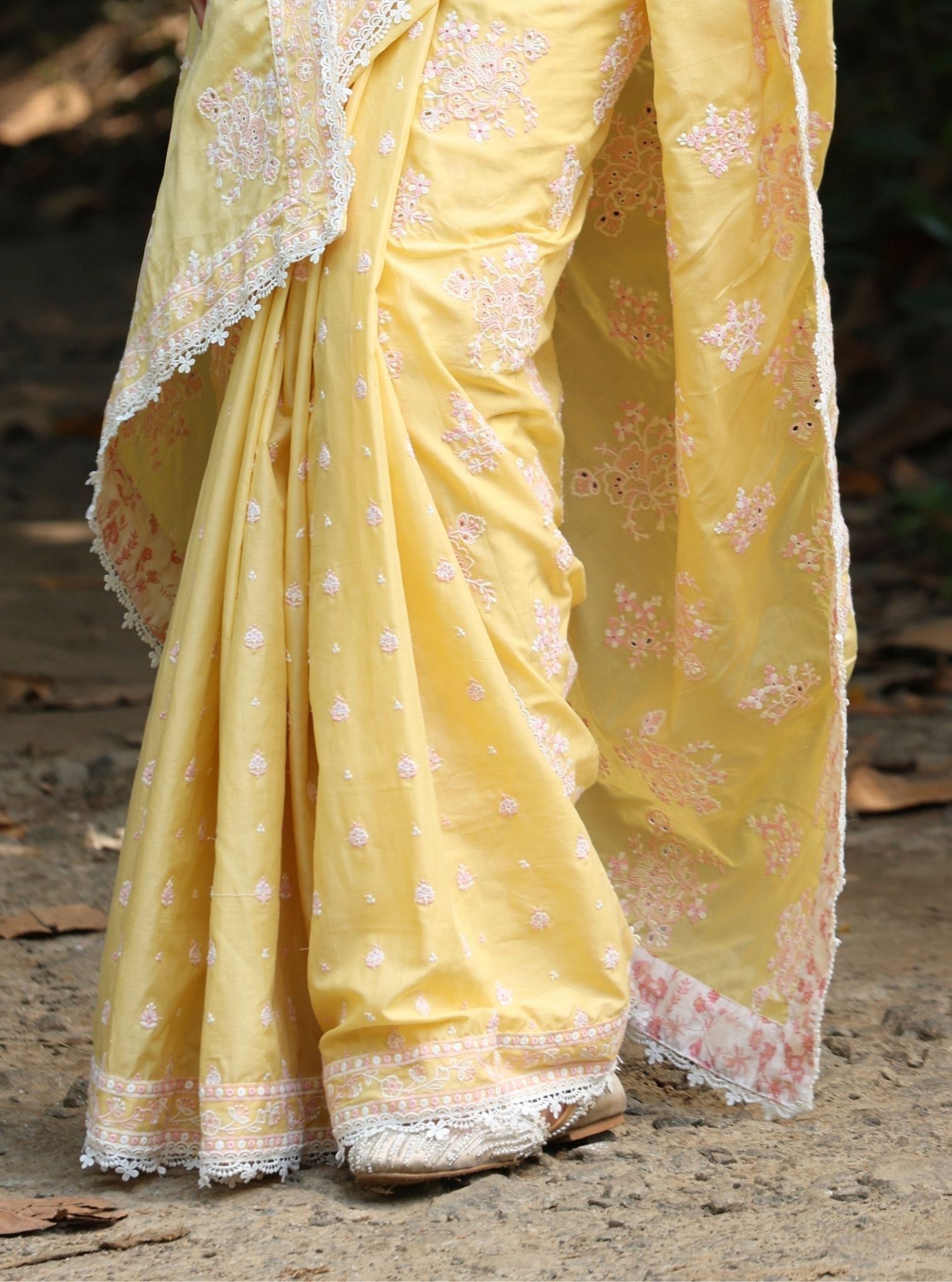 Mulmul Cotton Yara Yellow Saree
