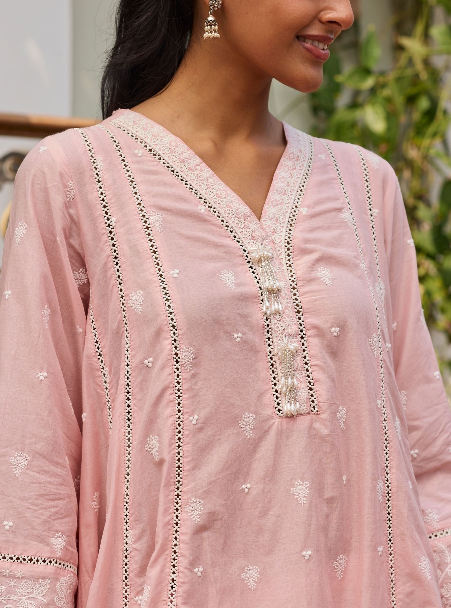 Mysaara Supima Cotton Pink Anarkali Kurta Set
