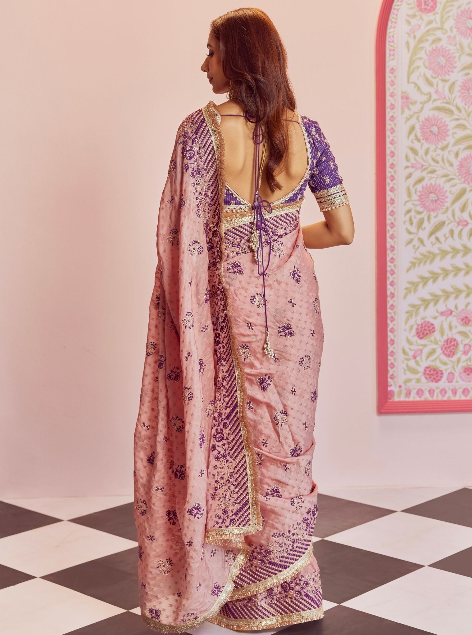 Mulmul Banarsi lagan Purple Saree