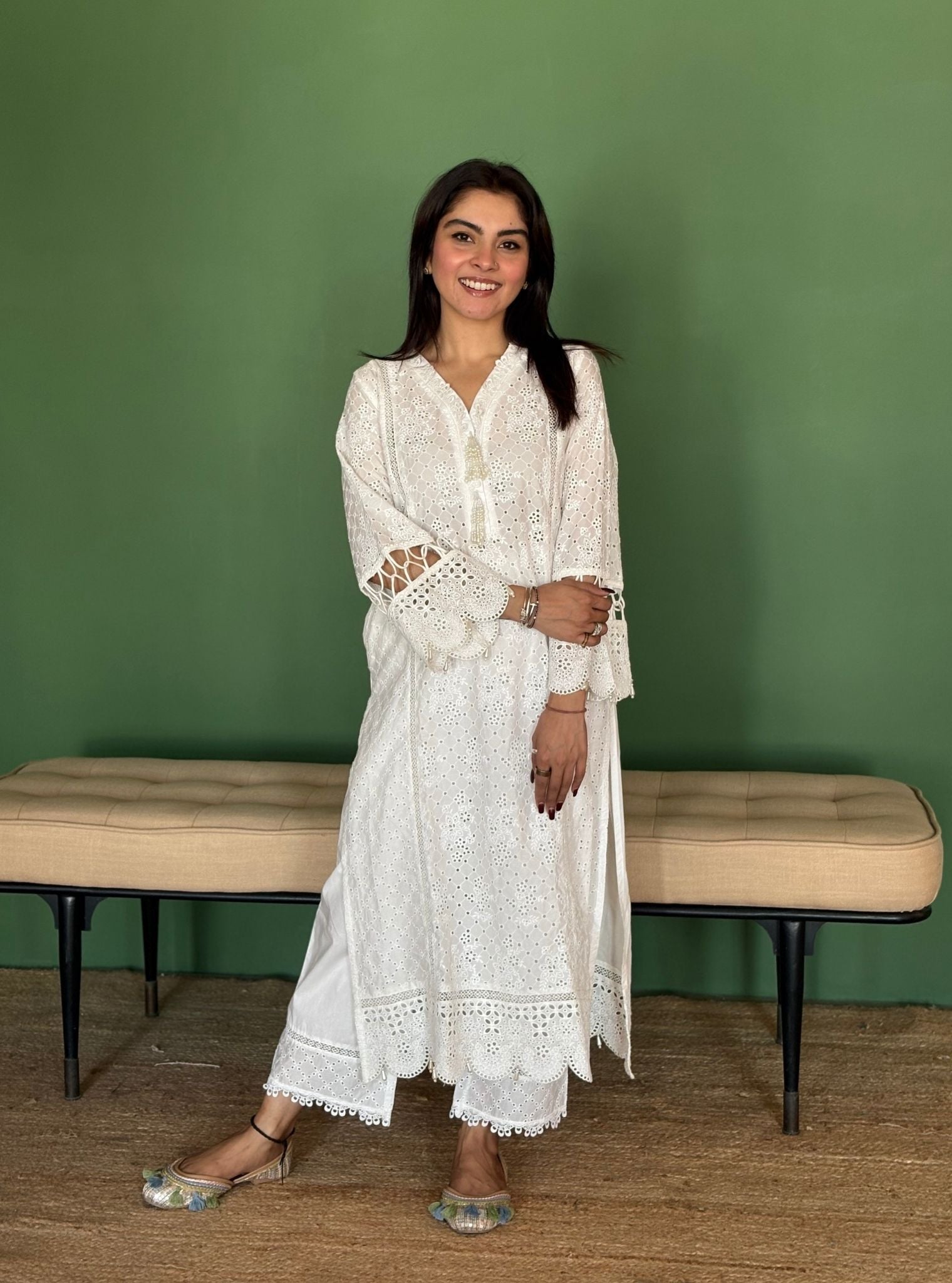 Aaira Supima Cotton White Kurta Set