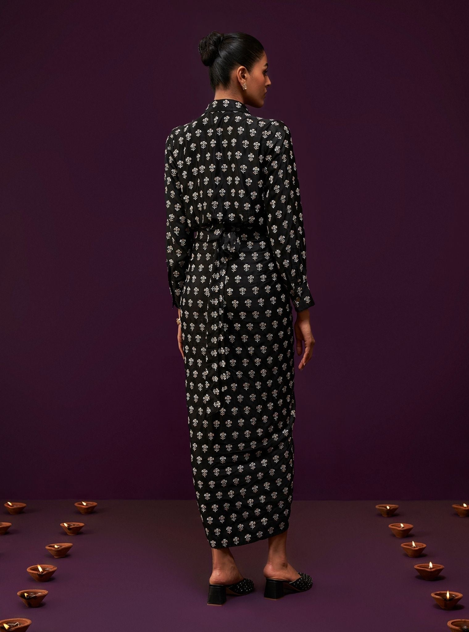 Florine Cupro Satin Black Co-ord Set