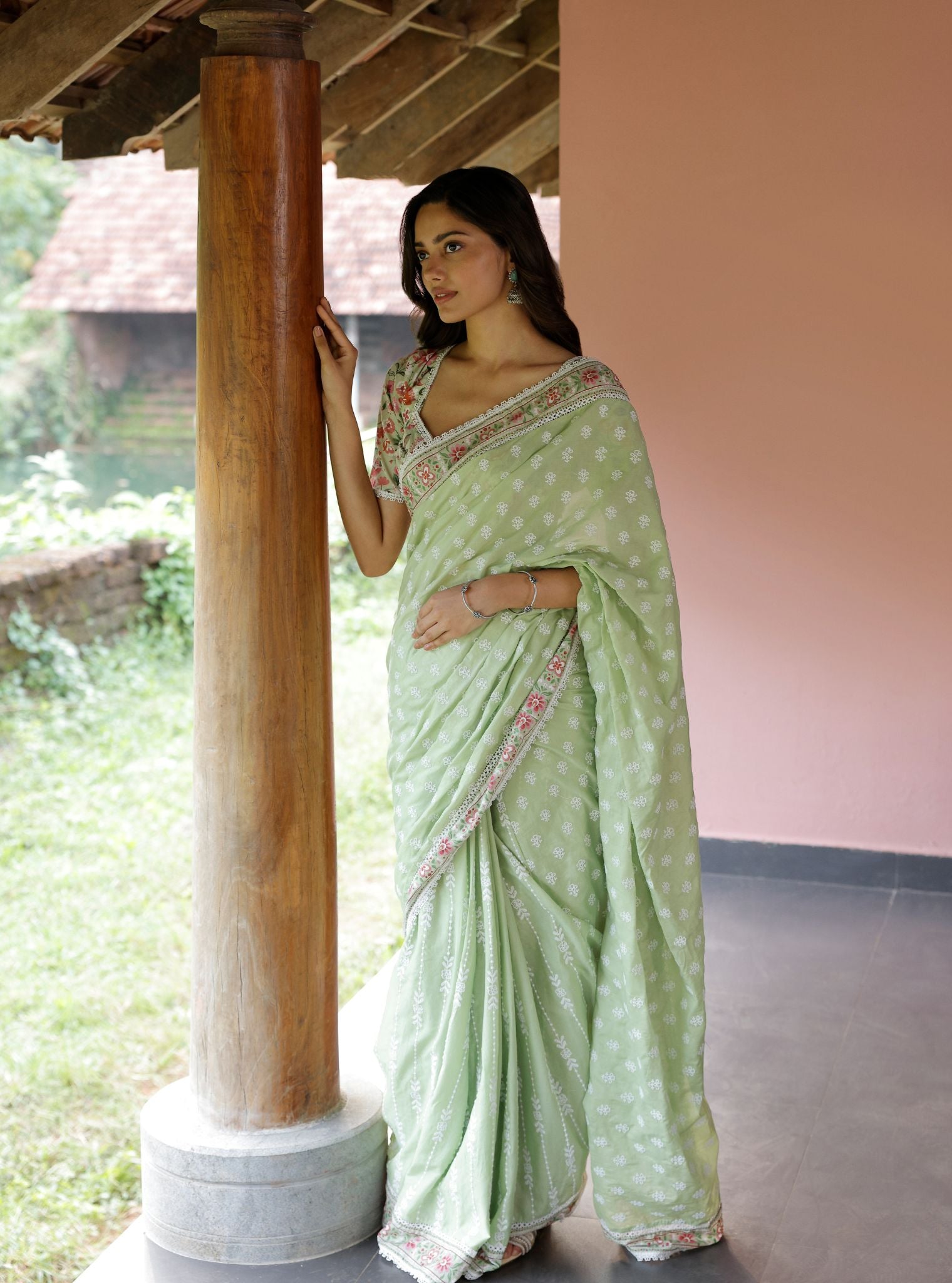Rasa Supima Cotton Light Green Saree