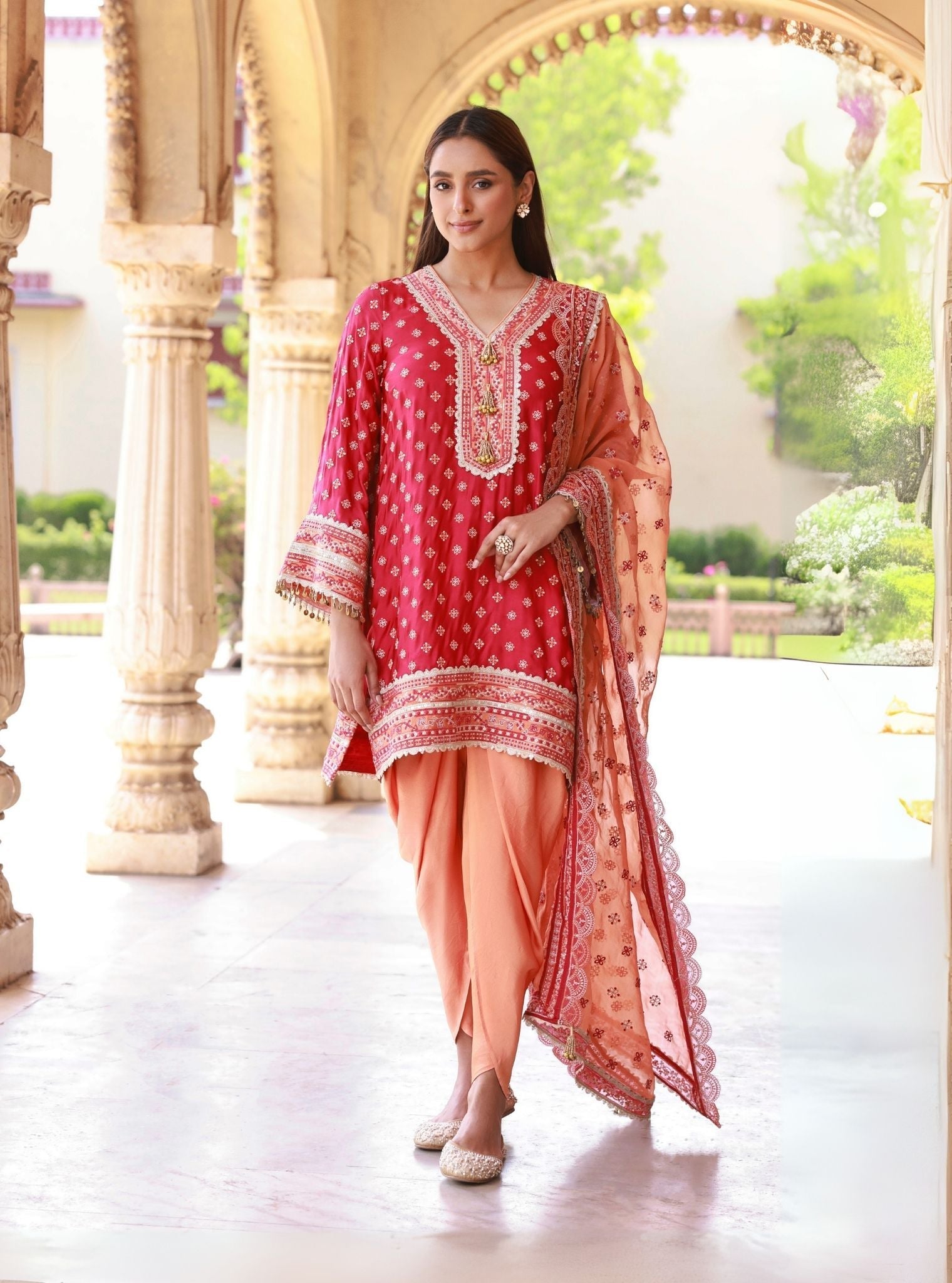 Mulmul Organza Survani Orange Dupatta