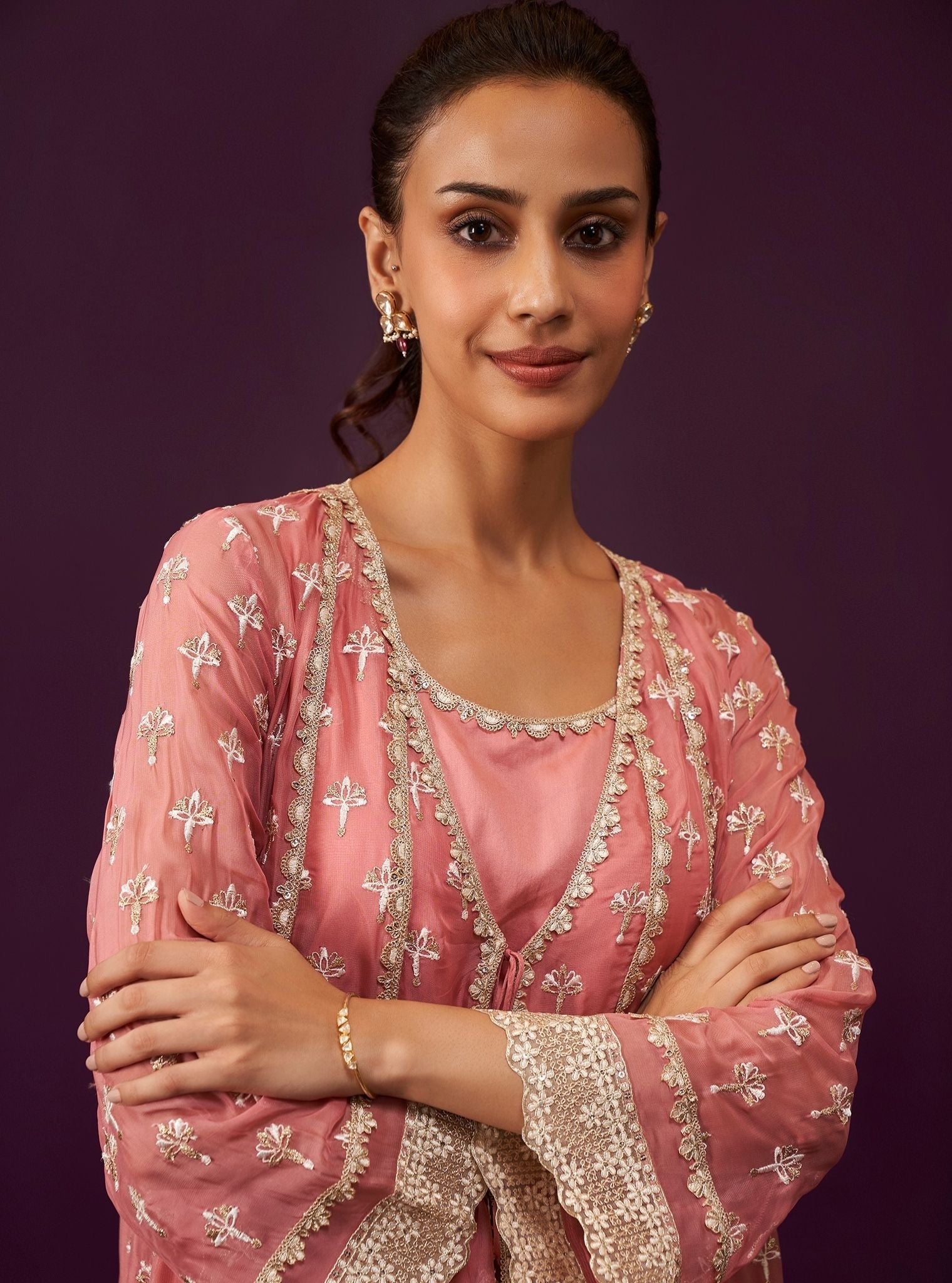 Sanoh Organza Mauve Anarkali Kurta Set