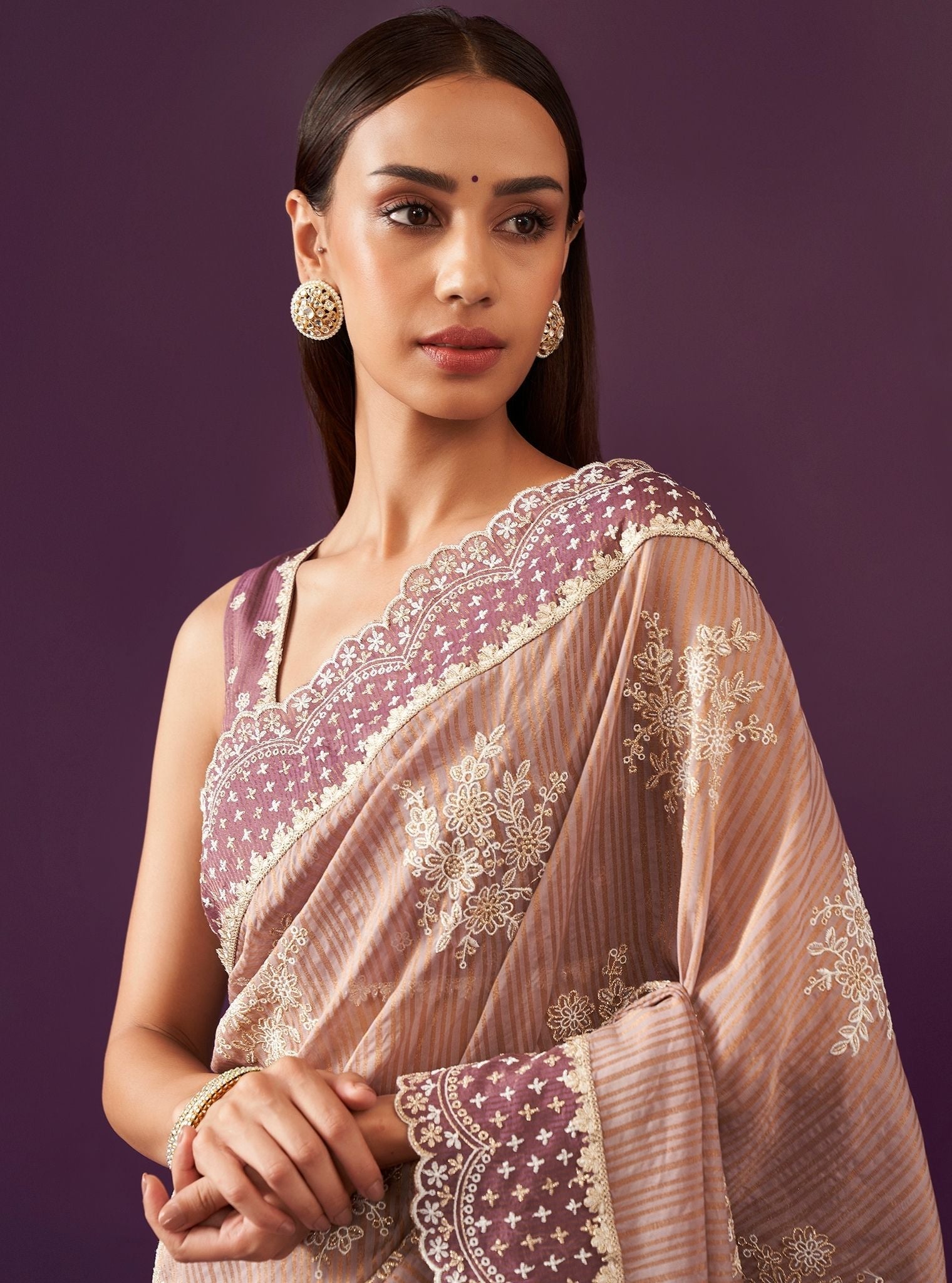 Aniyah Banarsi Lilac Saree