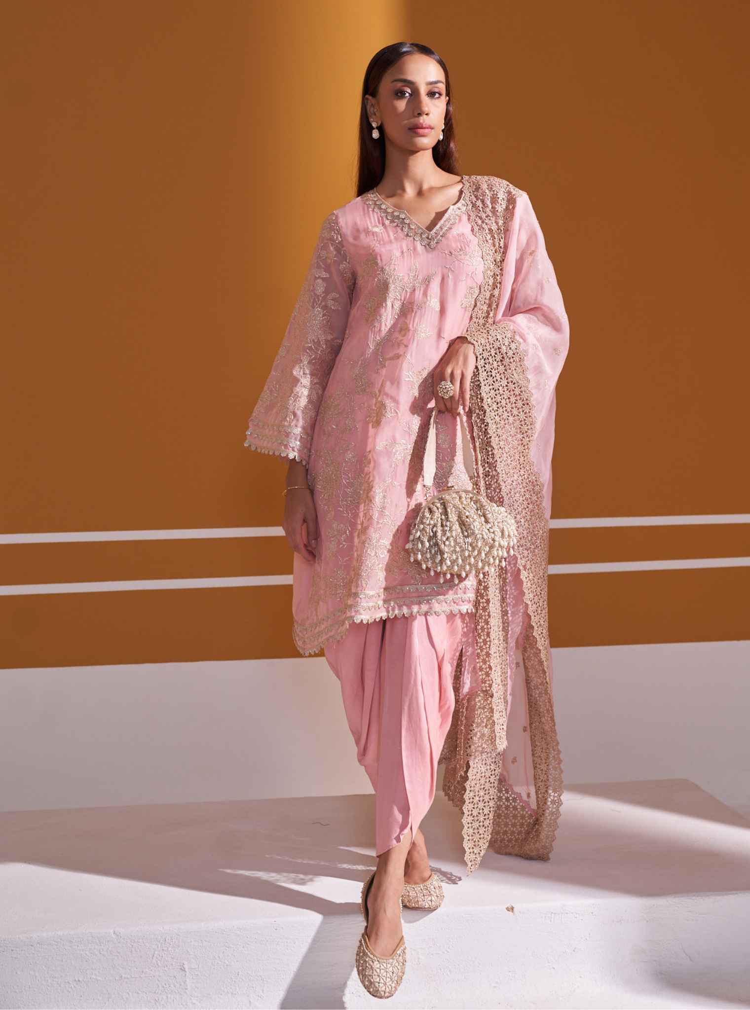 Sunee Organza Pink Kurta Set