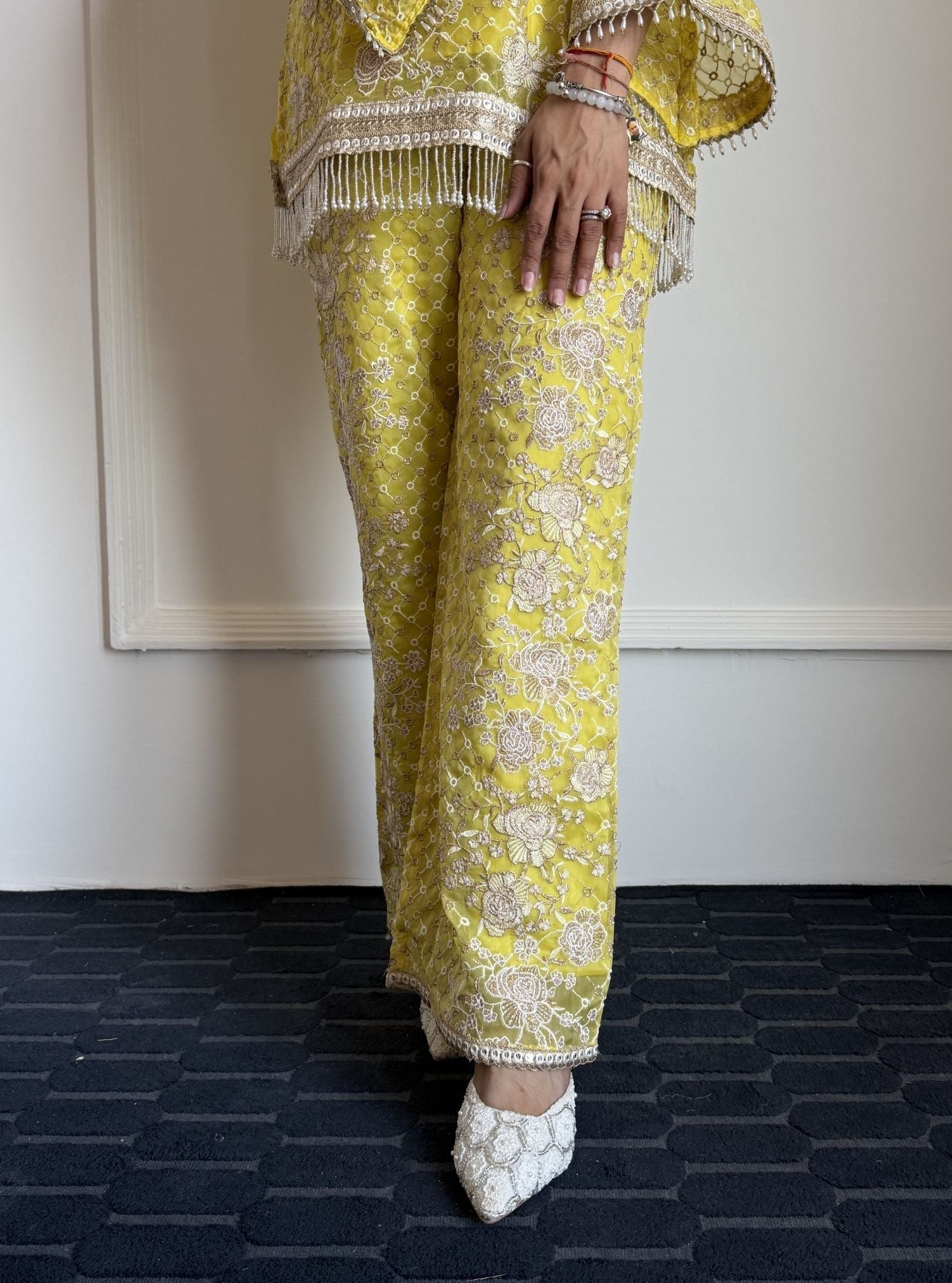 Mudita Organza Lime Green Co-ord Set