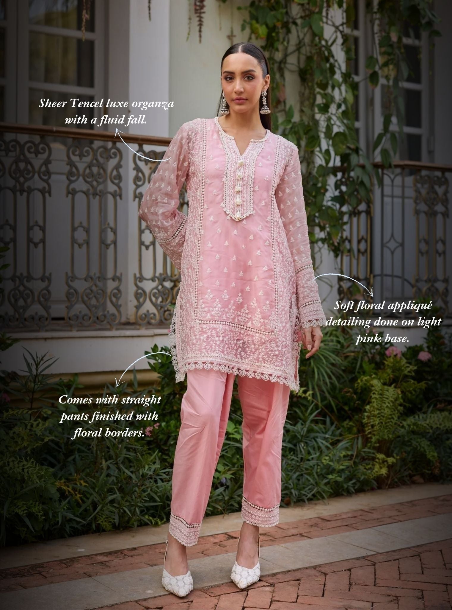 Meyo Organza Pink Kurta Set