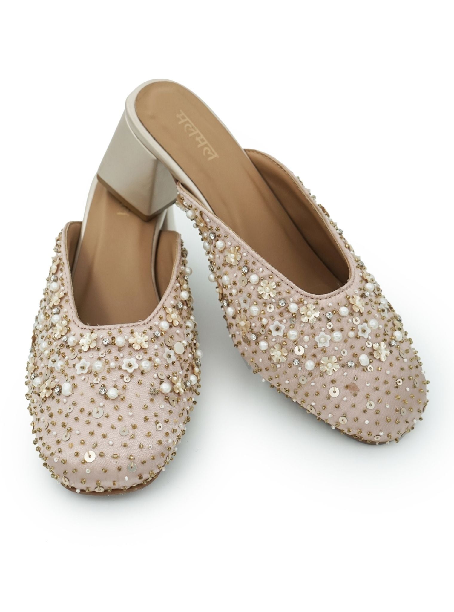 Mulmul Samara Rose Gold Mule Heel