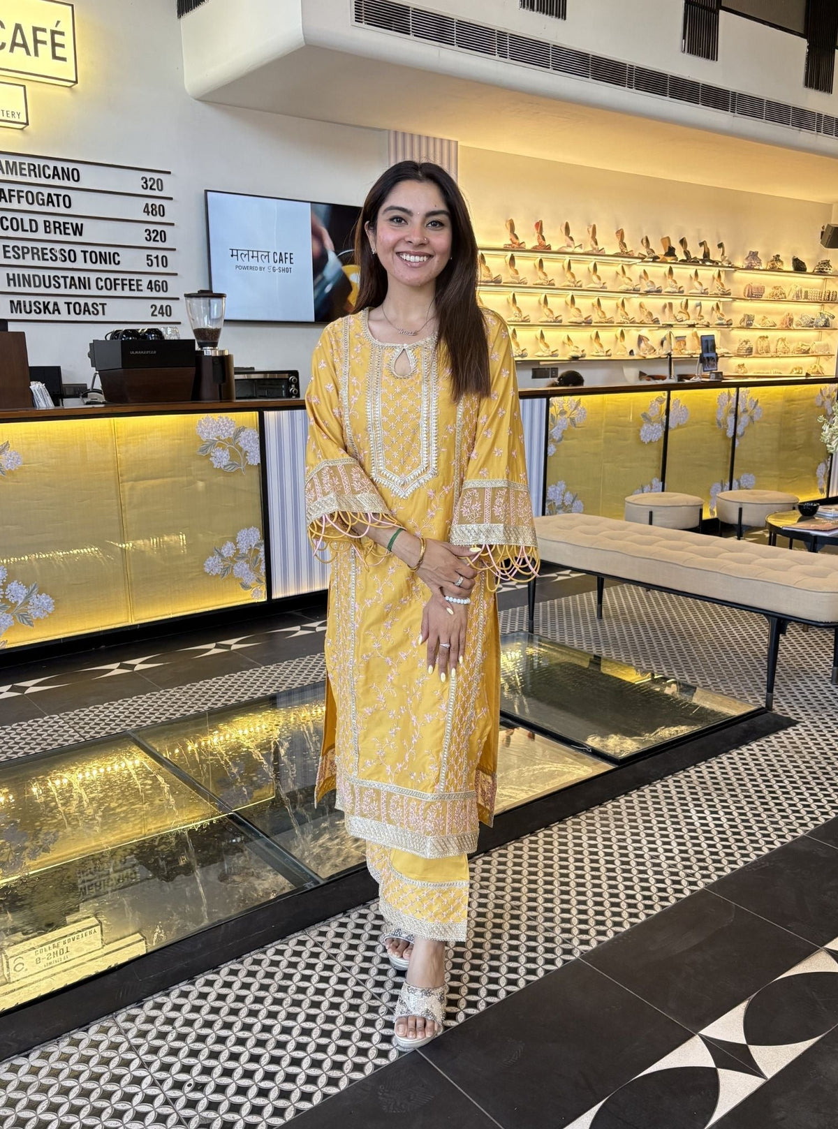 Briti Pima Yellow Kurta Set