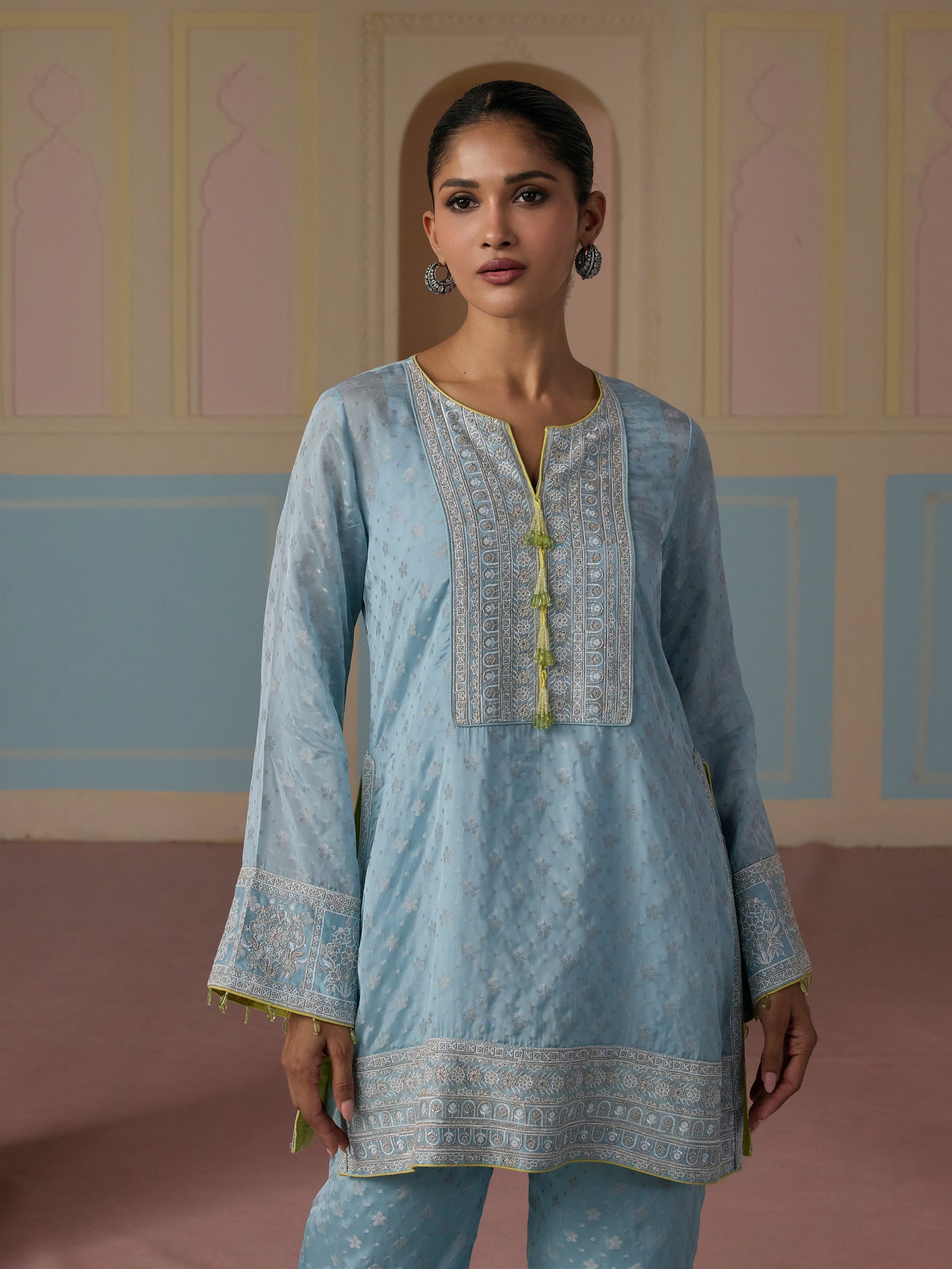 Elara Banarasi Light Blue Co-ord Set