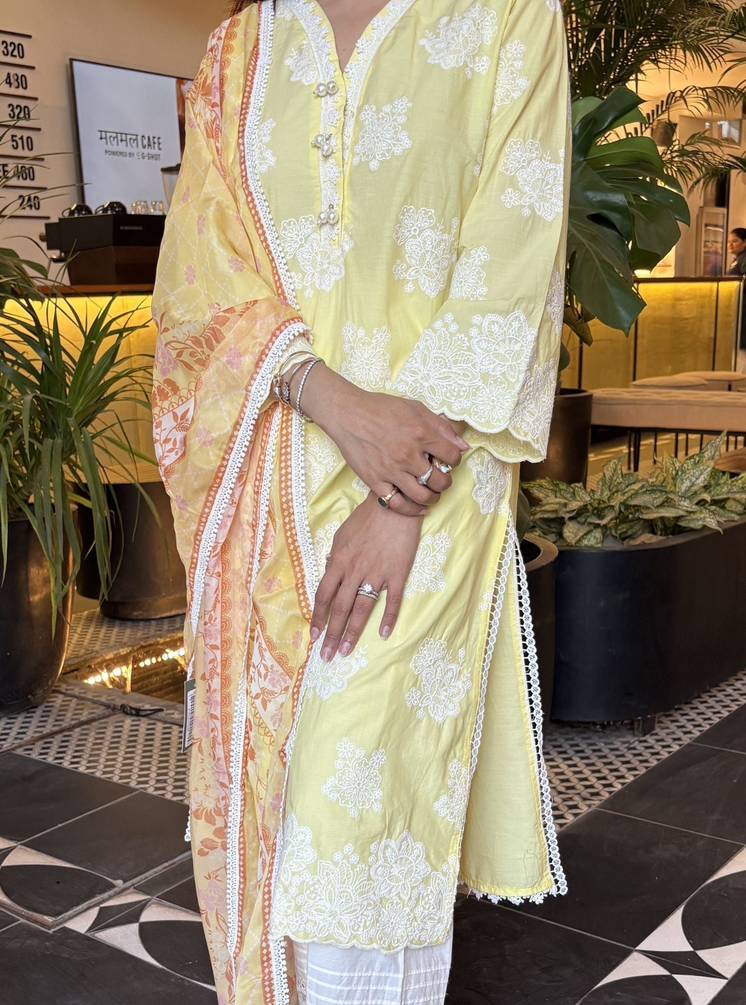 Hriddhi Supima Cotton Yellow Kurta Set