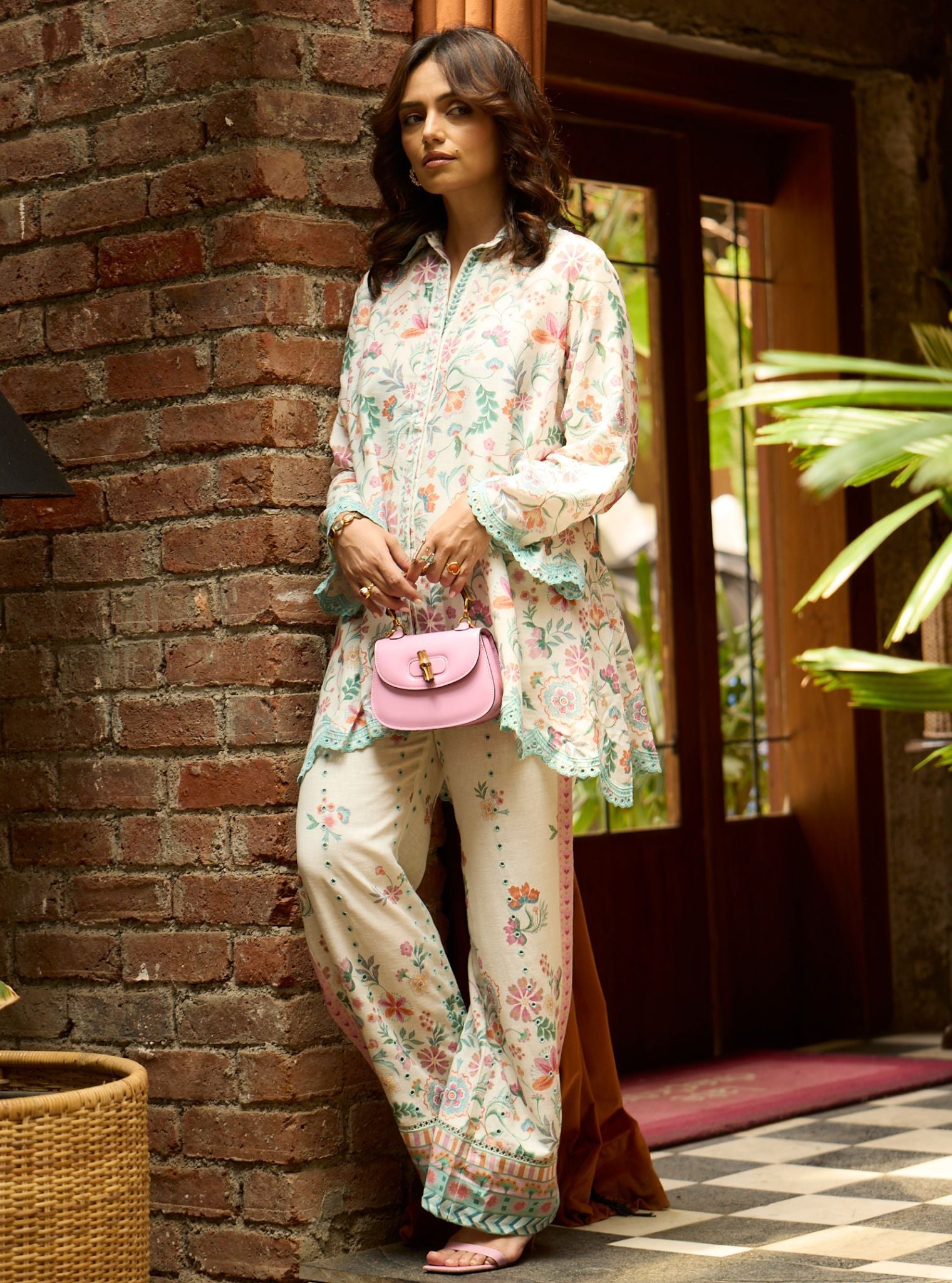 Mulmul Printed Linen Aurora Off White Kurta With Mulmul Printed Linen Aurora Off White Pant