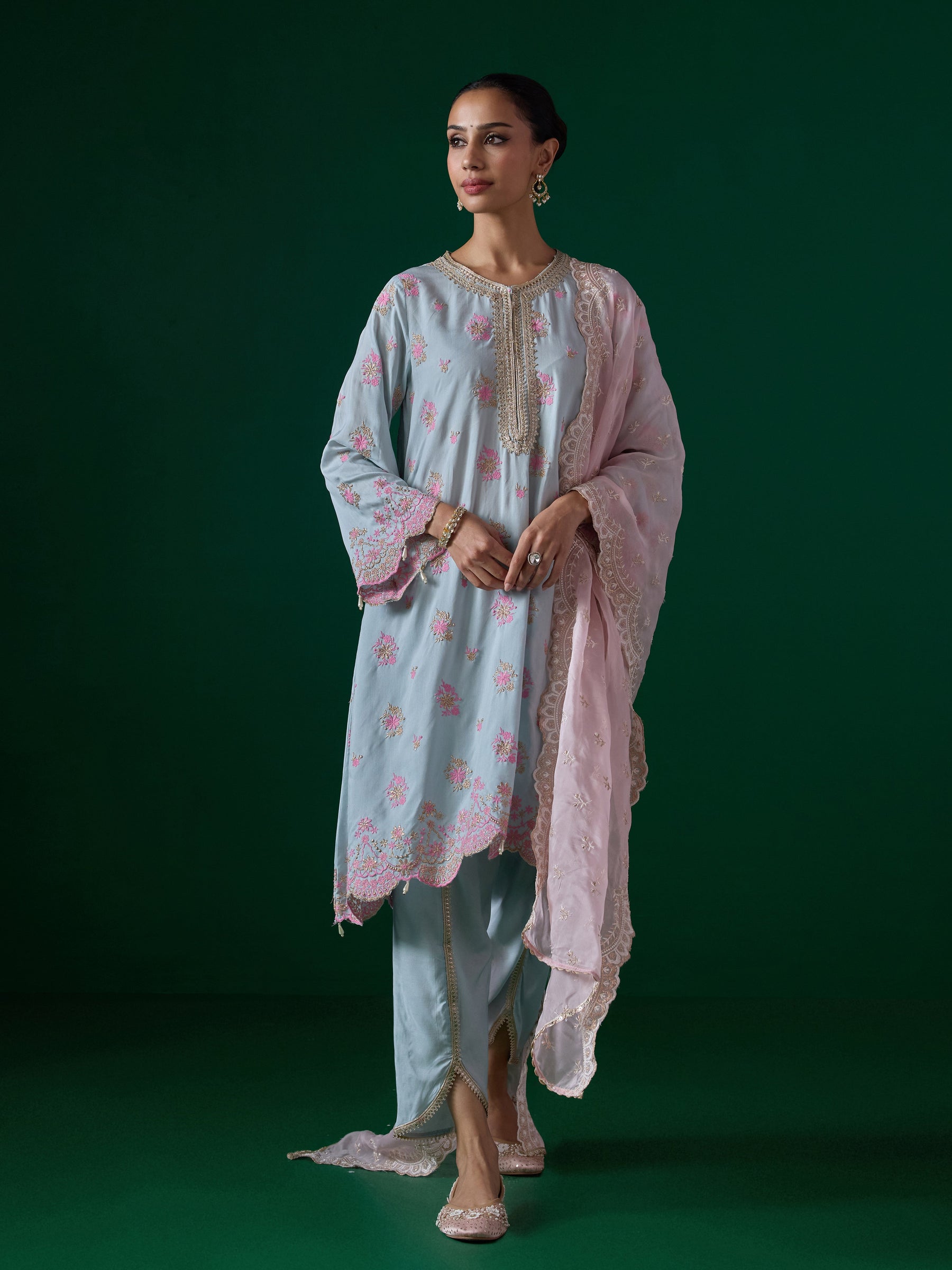 Kangna Lawn Blue Kurta Set