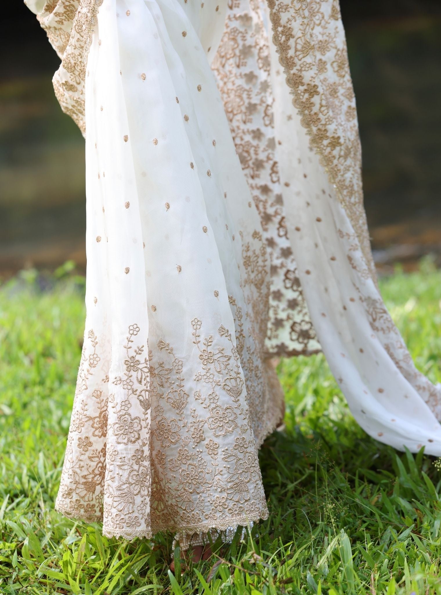 Leela Organza White Saree