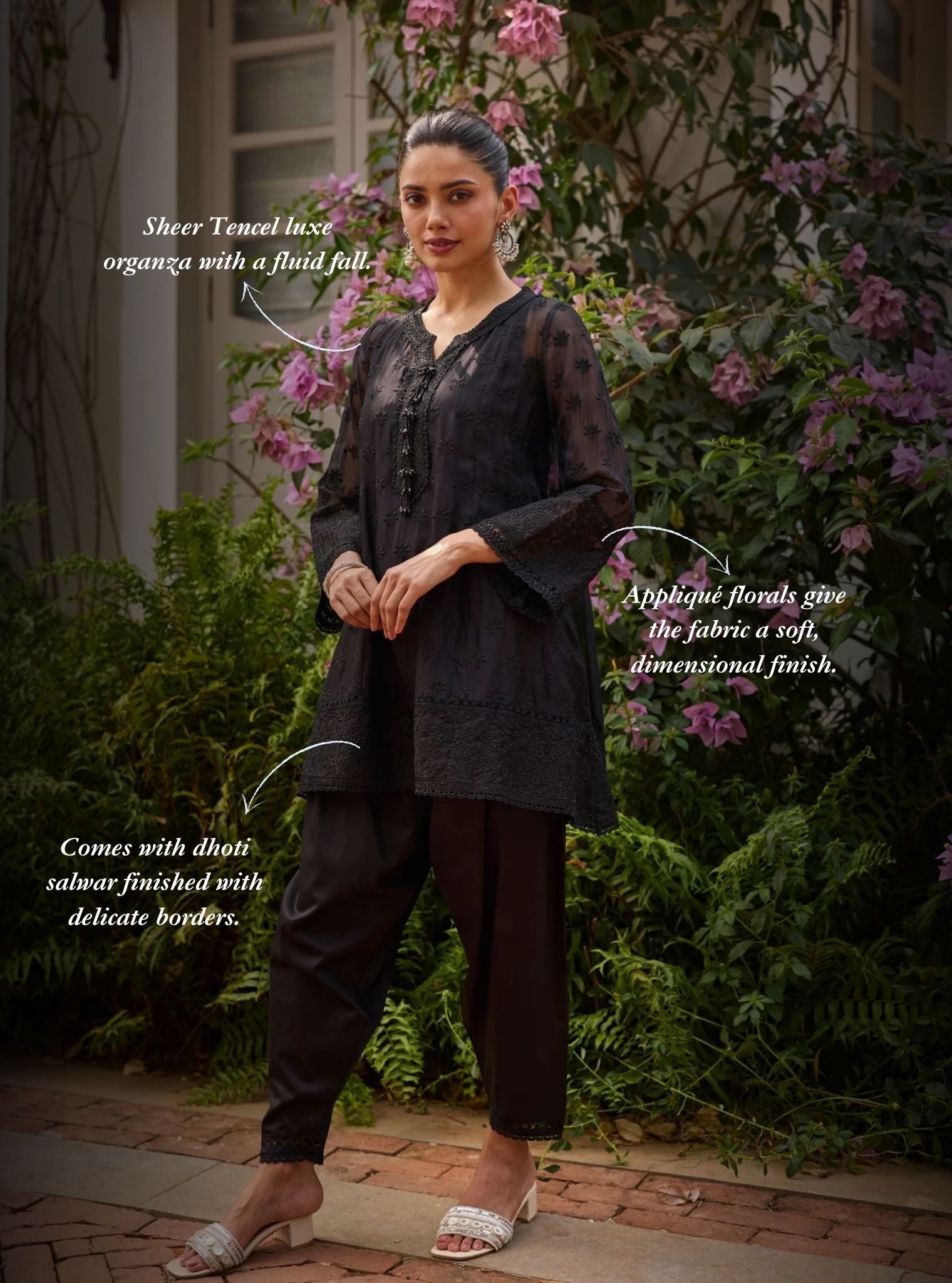 Taroa Organza Black Kurta Set