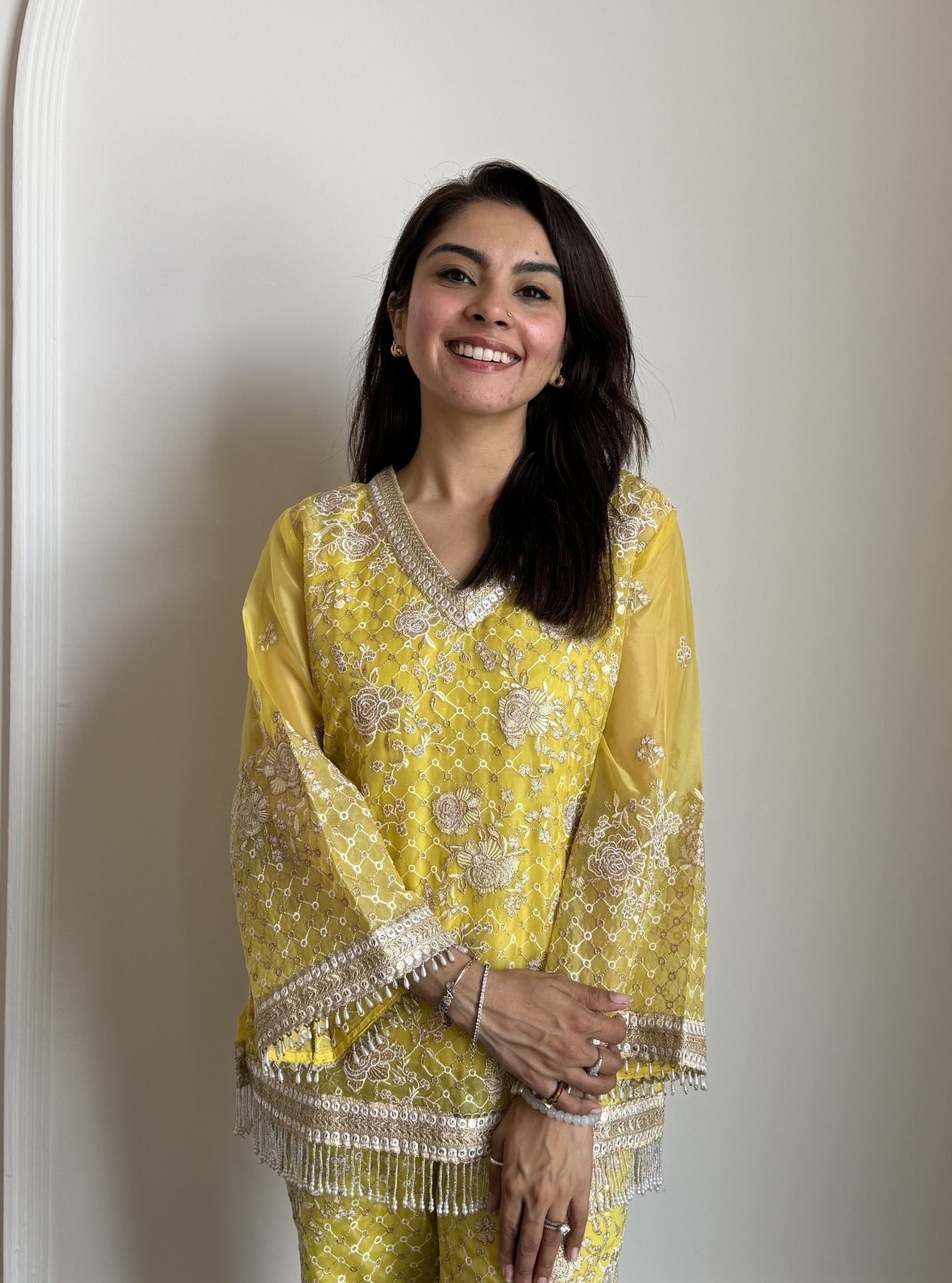 Mudita Organza Lime Green Co-ord Set