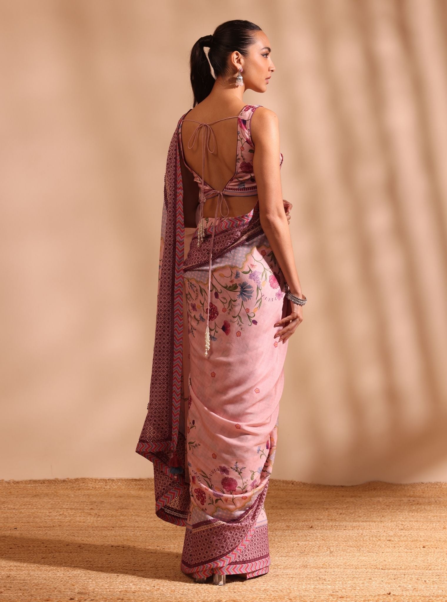 Mulmul Lawn Niri Pink Saree