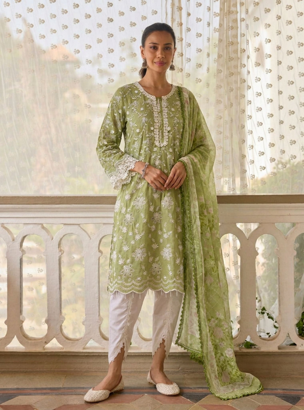 Baybreeze Supima Cotton Green Kurta Set