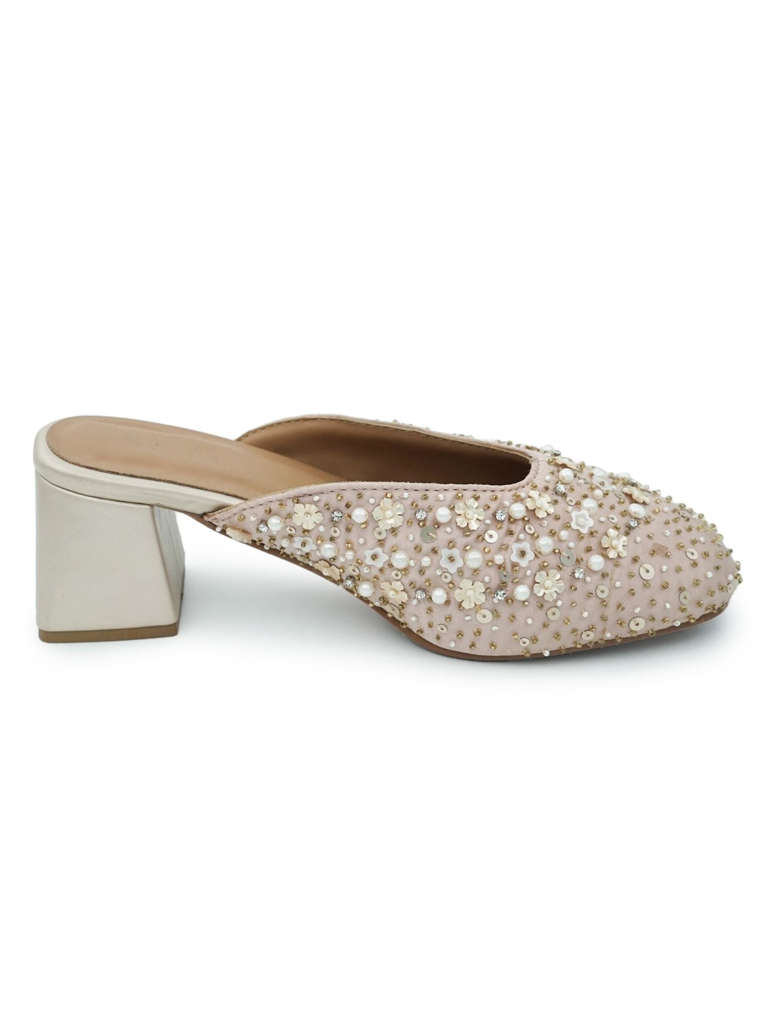 Mulmul Samara Rose Gold Mule Heel