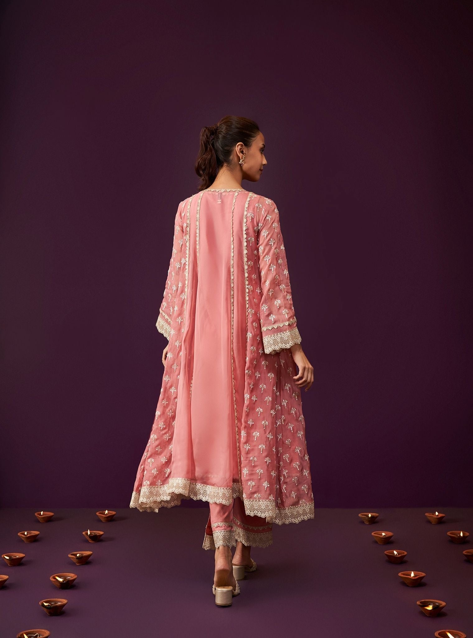 Sanoh Organza Mauve Anarkali Kurta Set