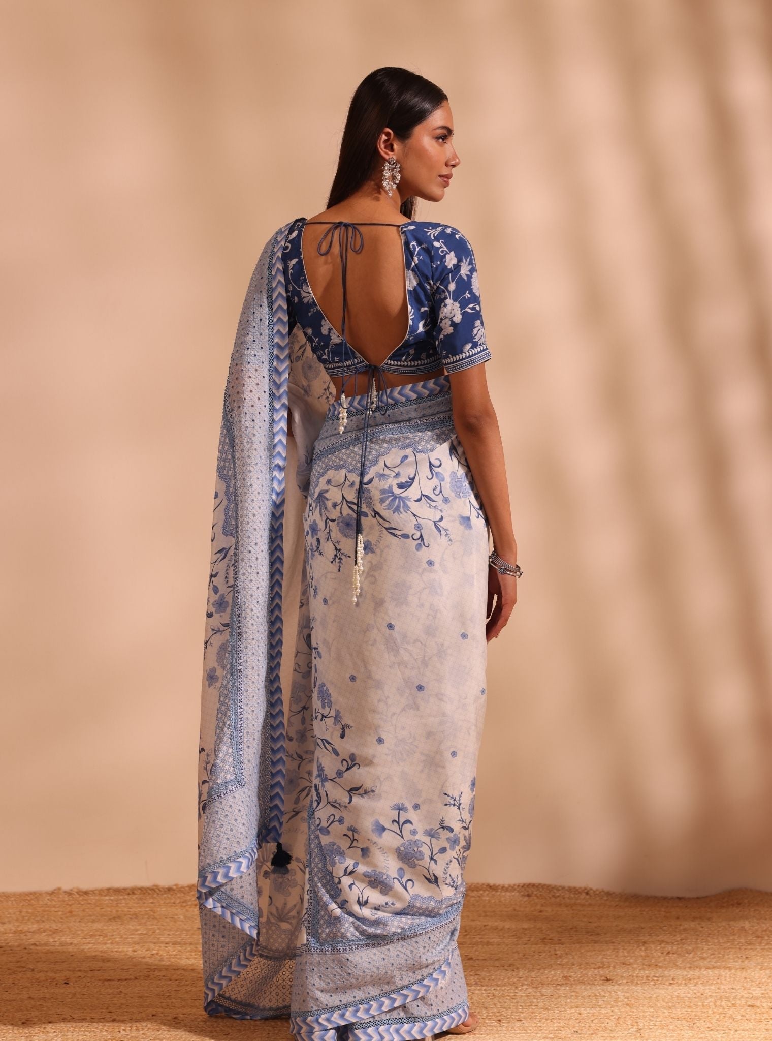 Mulmul Lawn Niri White Saree