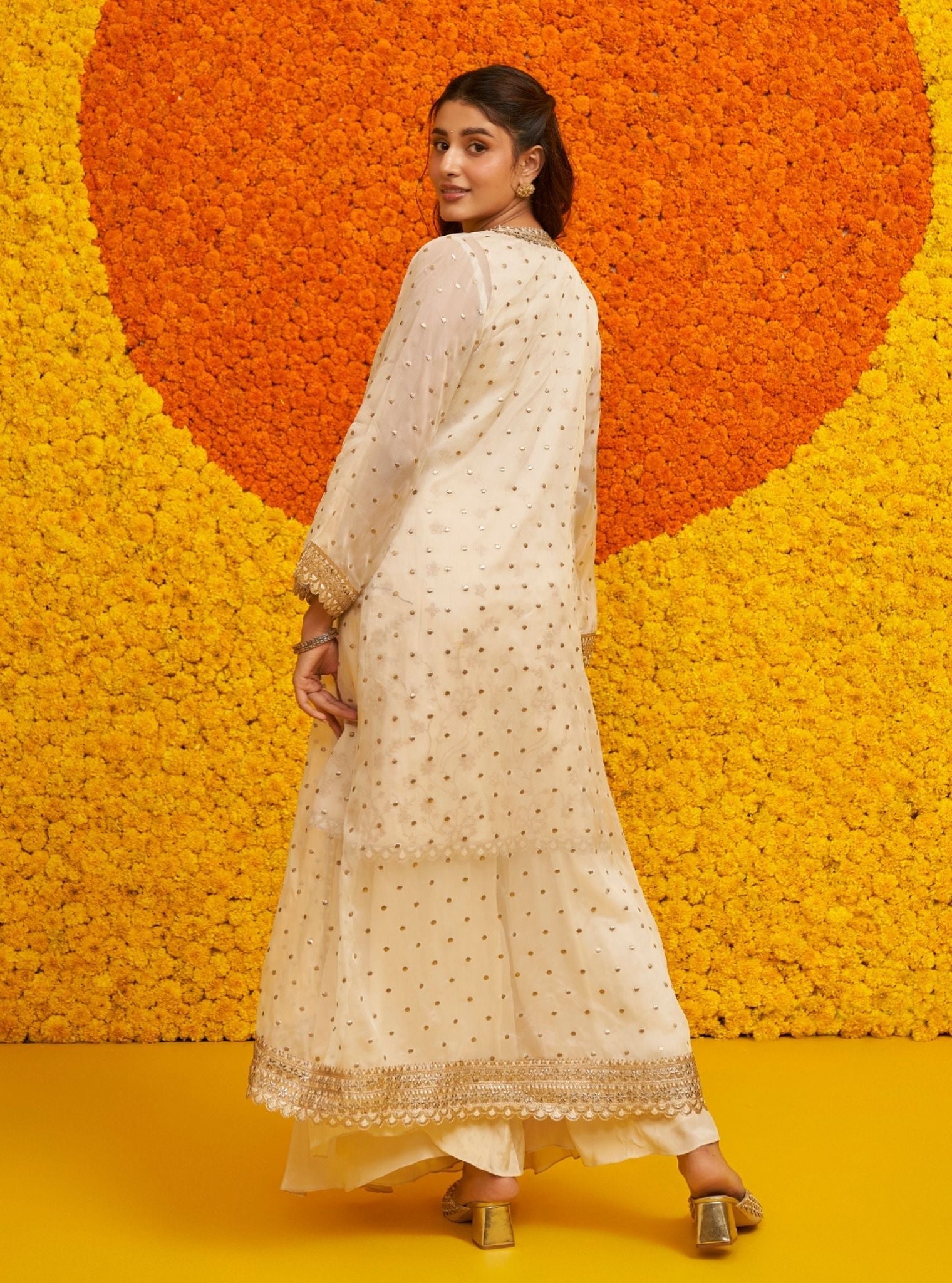 Sukoon Pima Satin Off White Kurta Set