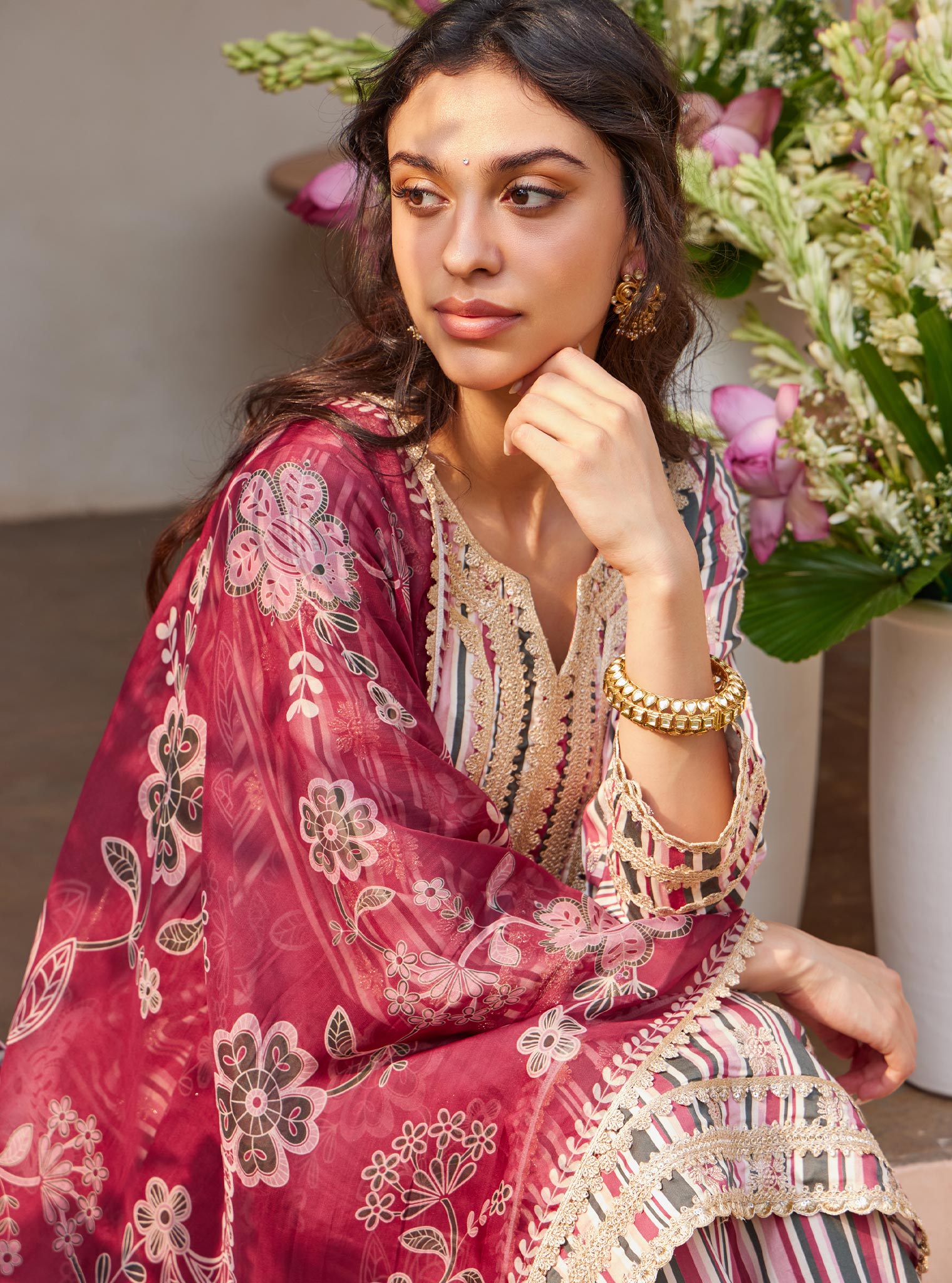 Mulmul Organza Itya Pink Dupatta