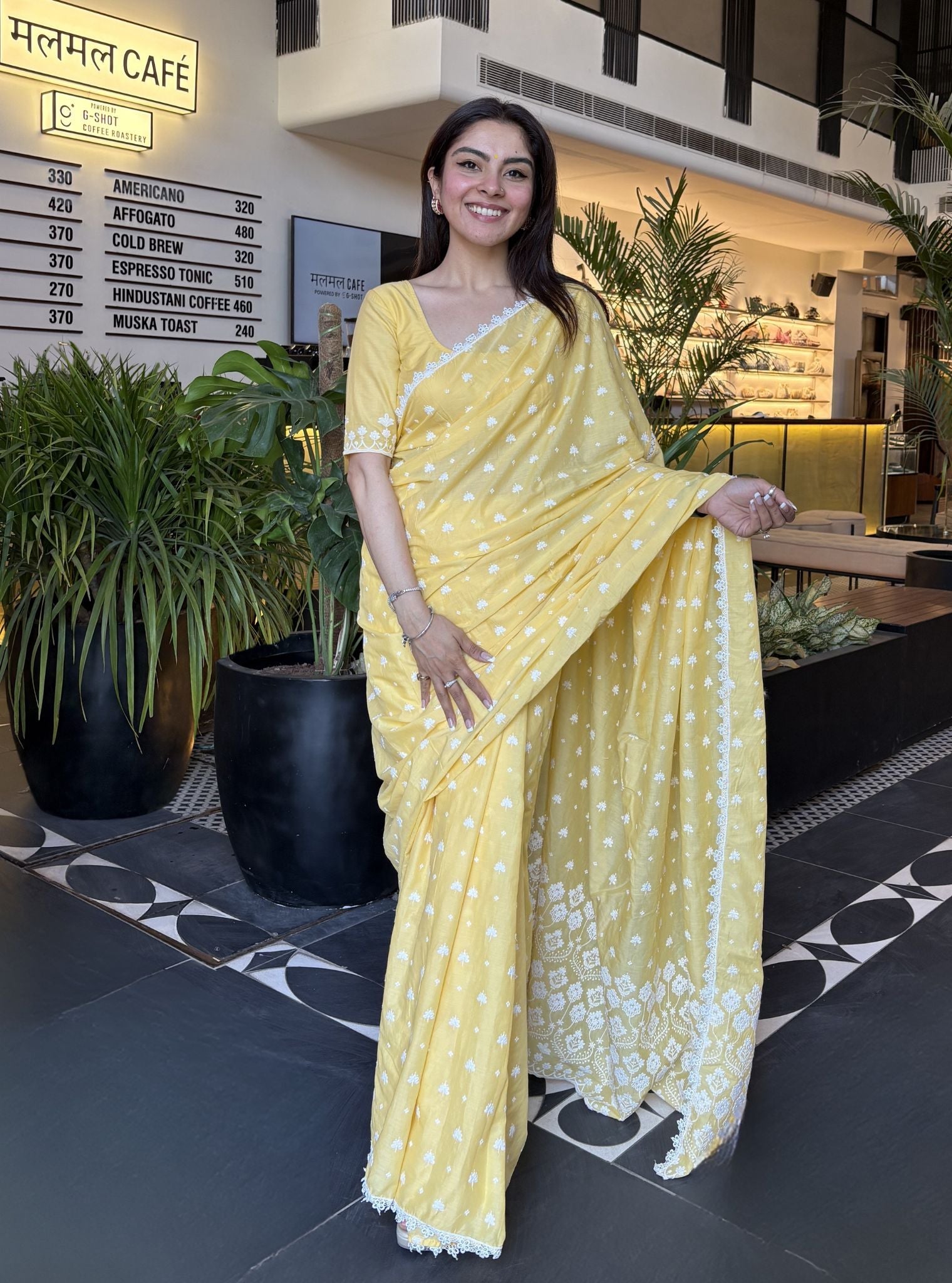 Chikli Supima Cotton Yellow Saree