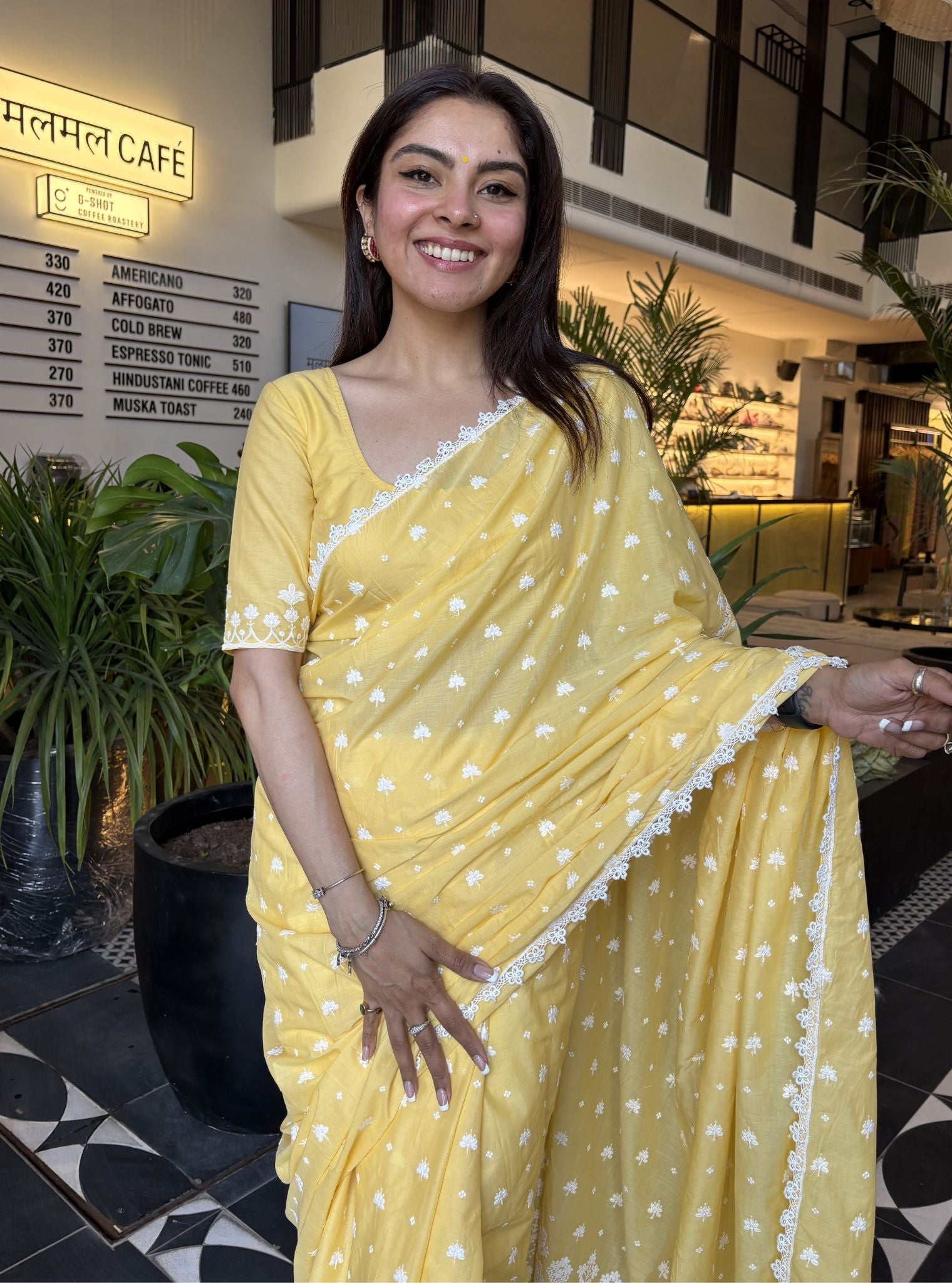 Chikli Supima Cotton Yellow Saree