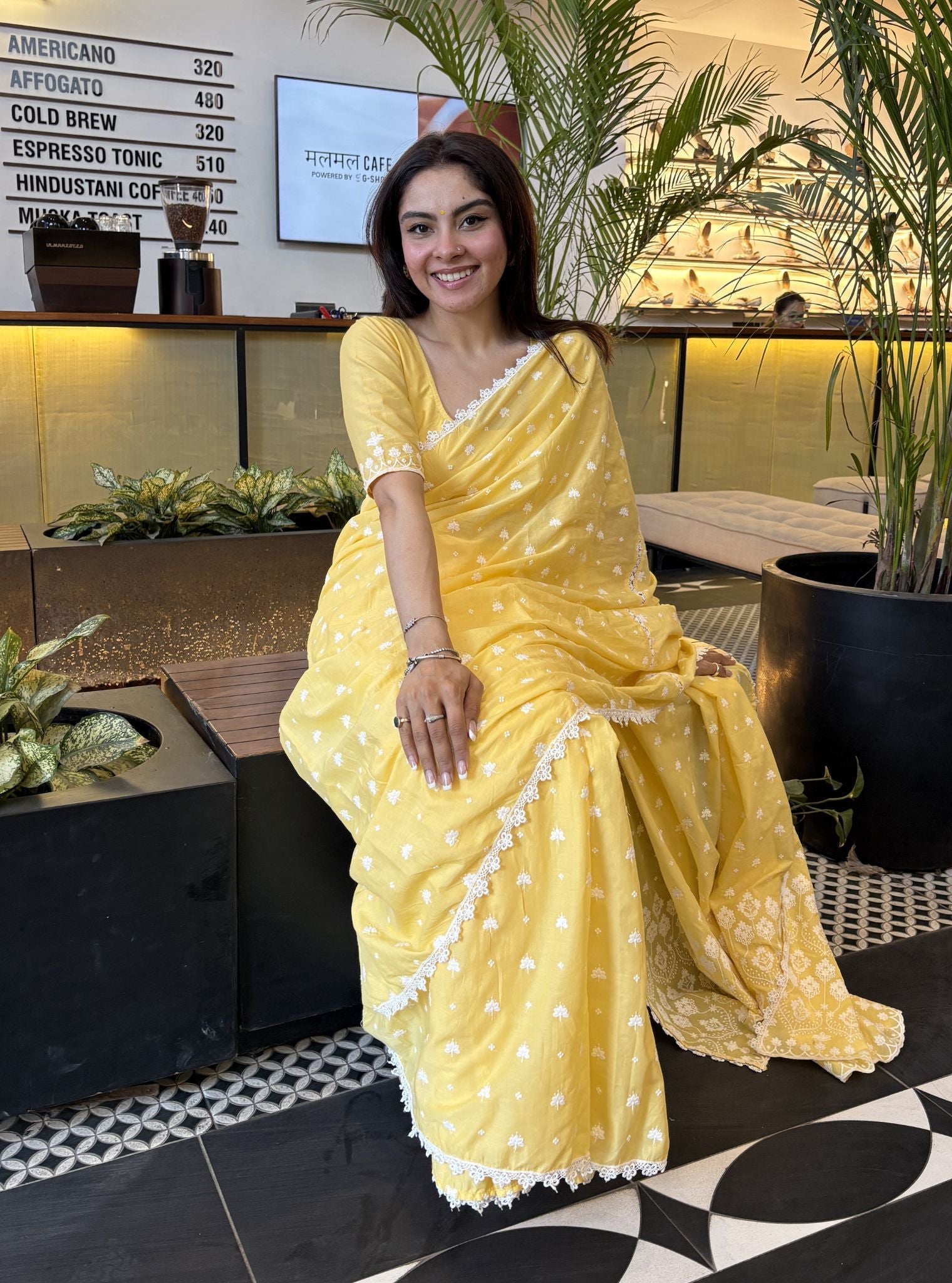 Chikli Supima Cotton Yellow Saree