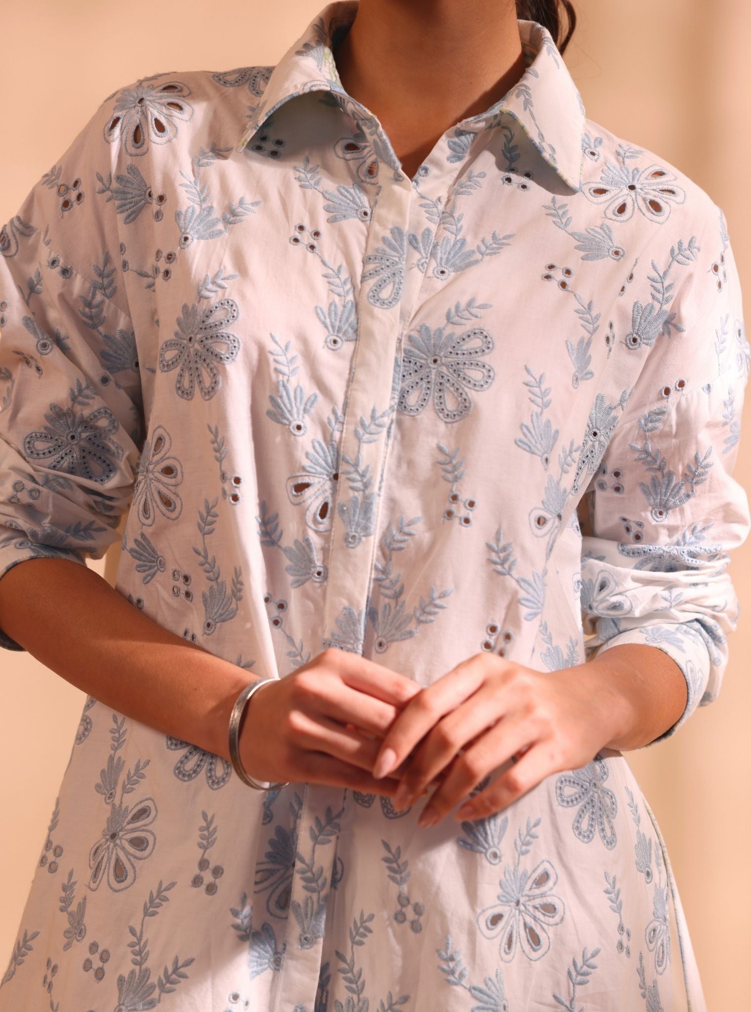 Mulmul Cotton Niva Stark White Kurta With Mulmul Cotton Niva Stark White Pant