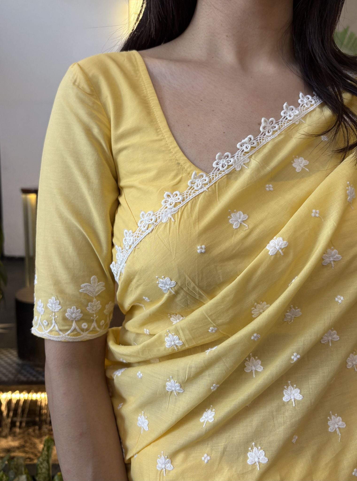 Chikli Supima Cotton Yellow Saree