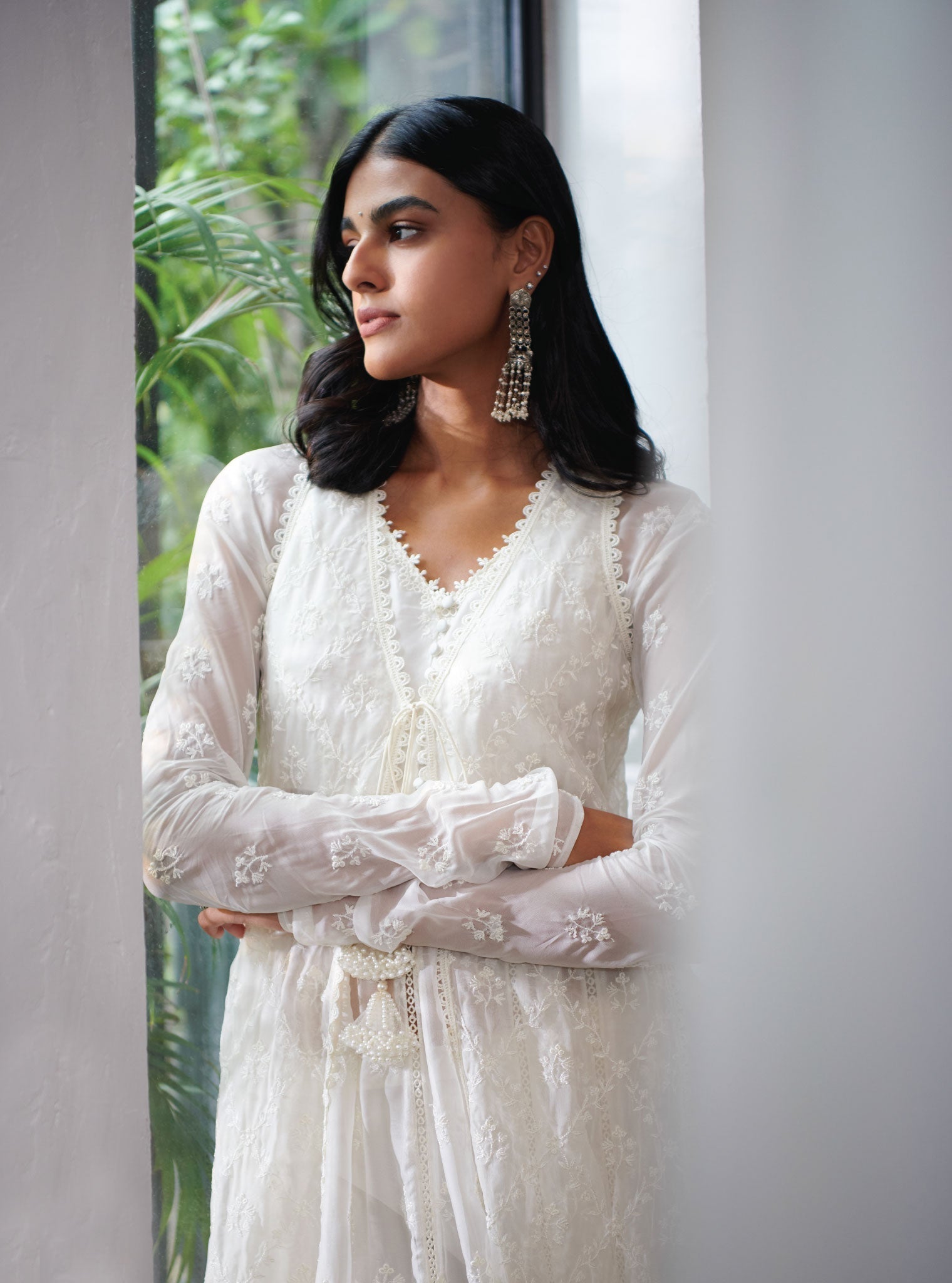 Mulmul Organza Essex Anarkali Kurta with Organza Jacket