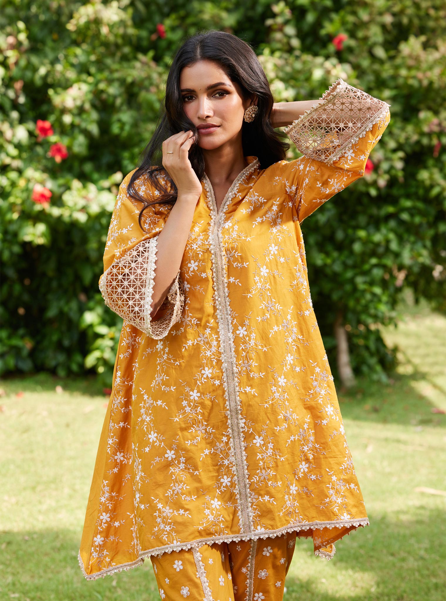 Mulmul Supima Cotton Avira Orange Kurta