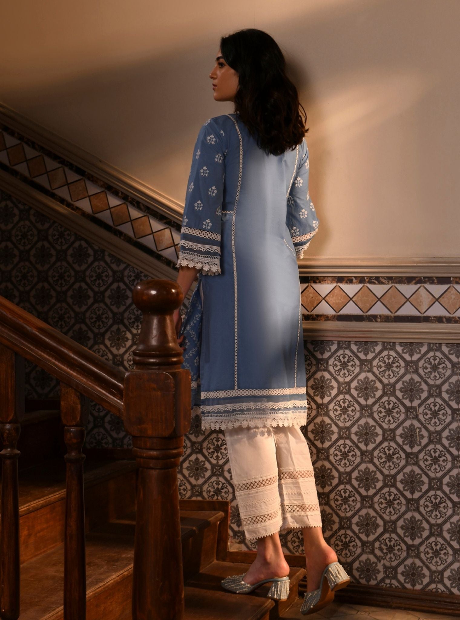 Darya Supima Cotton Denim Kurta Set
