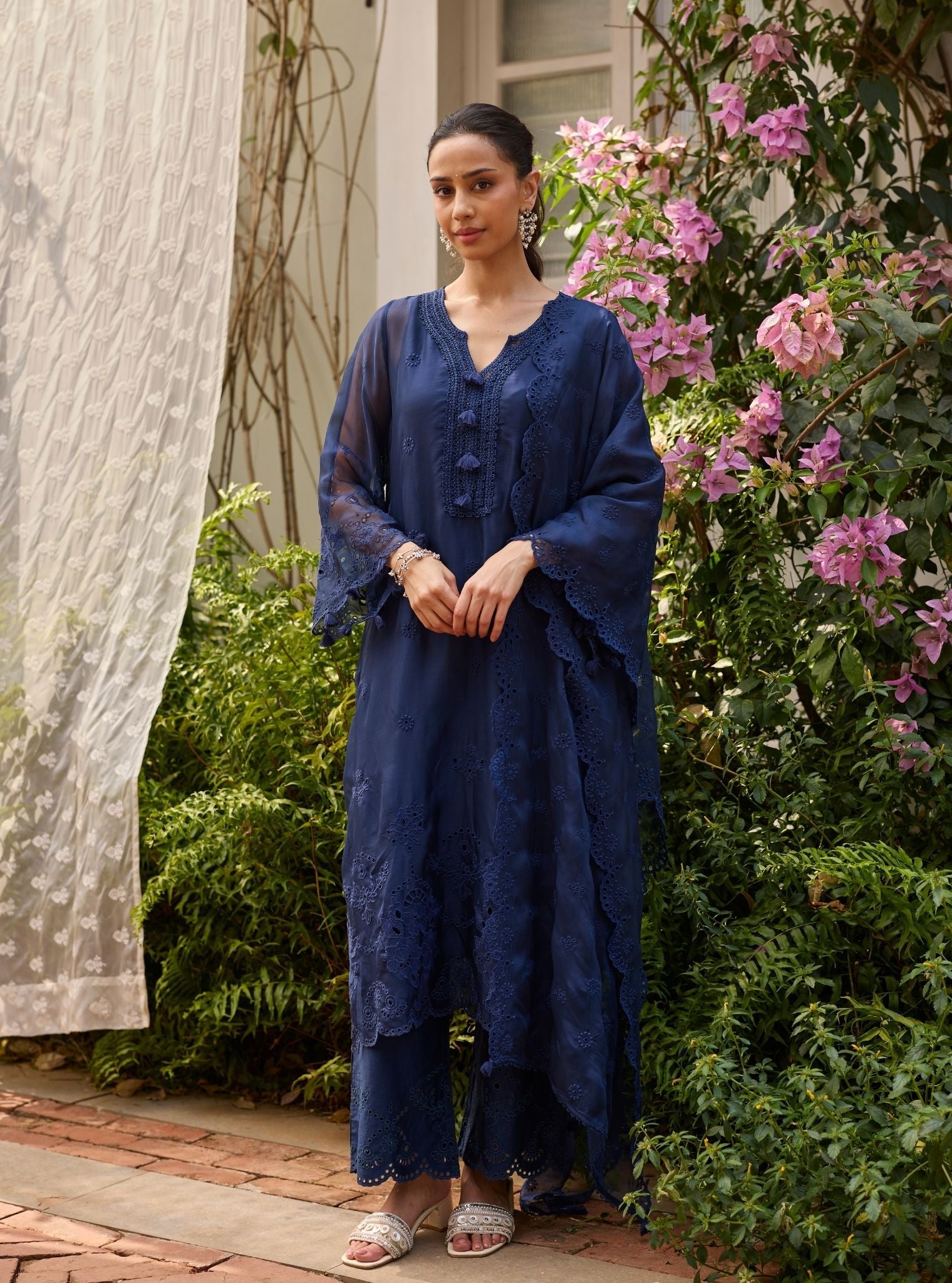 Miso Organza Navy Kurta Set