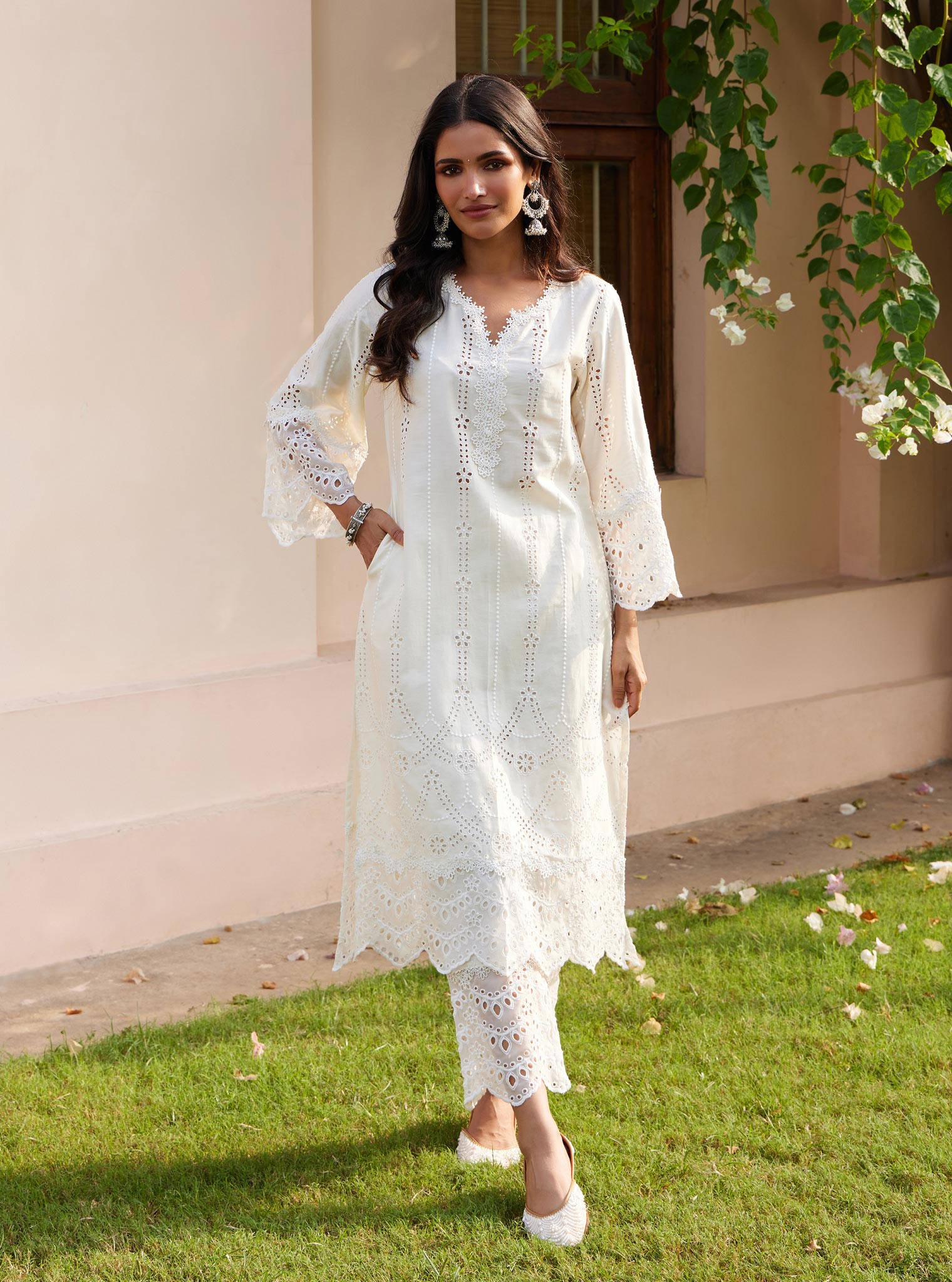 Mulmul Pima Vachi Off White Kurta